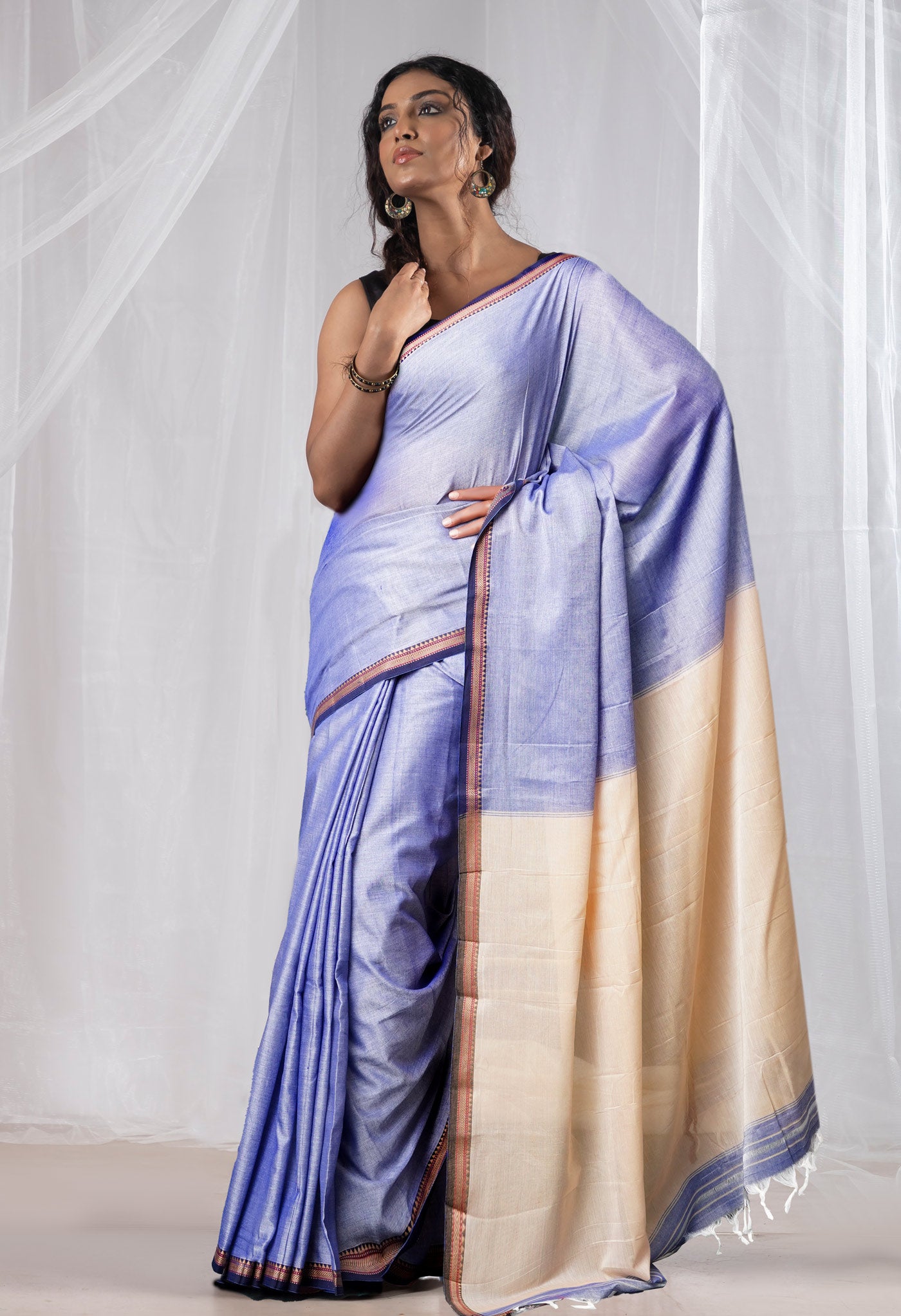 Light Blue Pure Handloom Pavani Narayanpet Cotton Saree