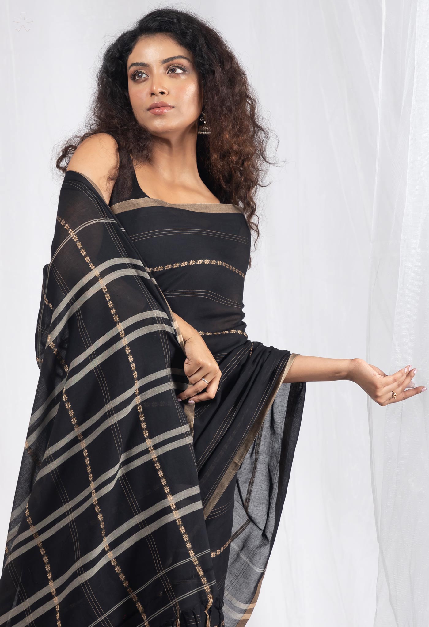 Black Pure Handloom Narayani Cotton Saree