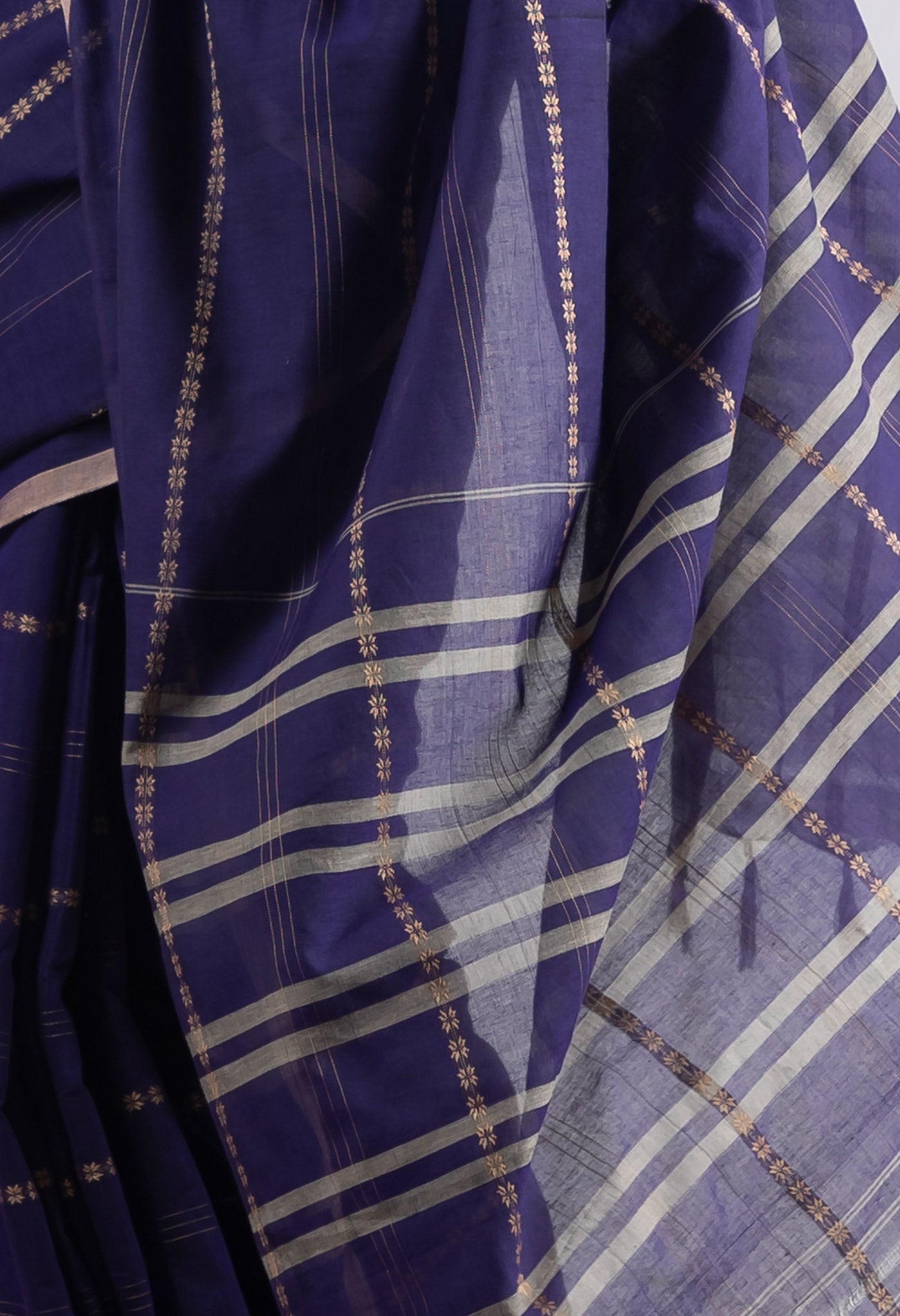 Dark Blue Pure Handloom Narayani Cotton Saree