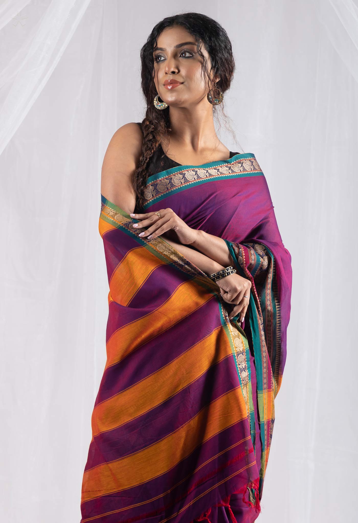 Purple Pure Handloom Narayani Cotton Saree