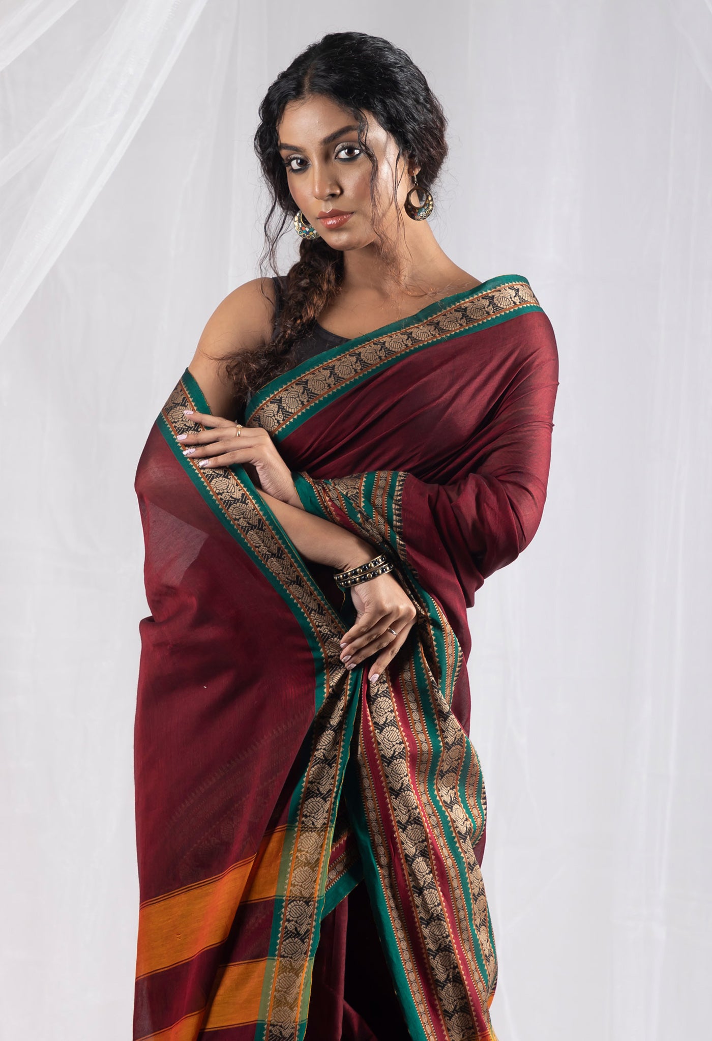 Maroon Pure Handloom Narayani Cotton Saree