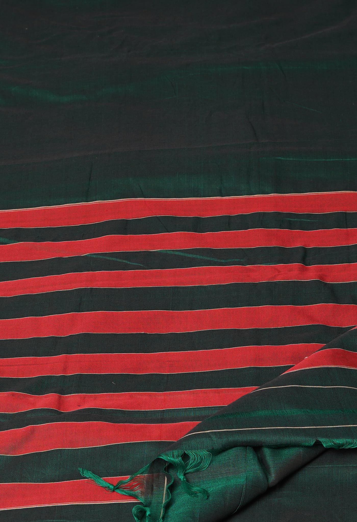 Dark Green Pure Handloom Narayani Cotton Saree