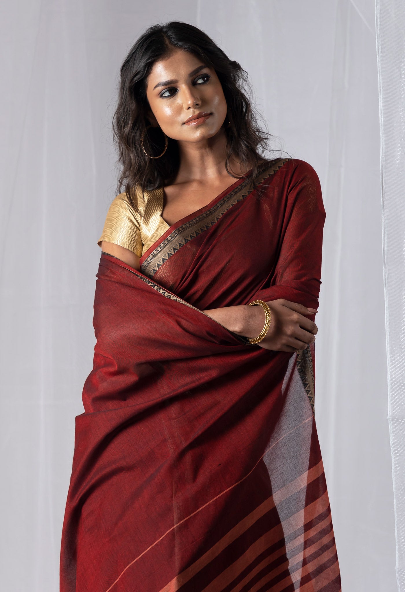 Maroon Pure Handloom Narayani Cotton Saree