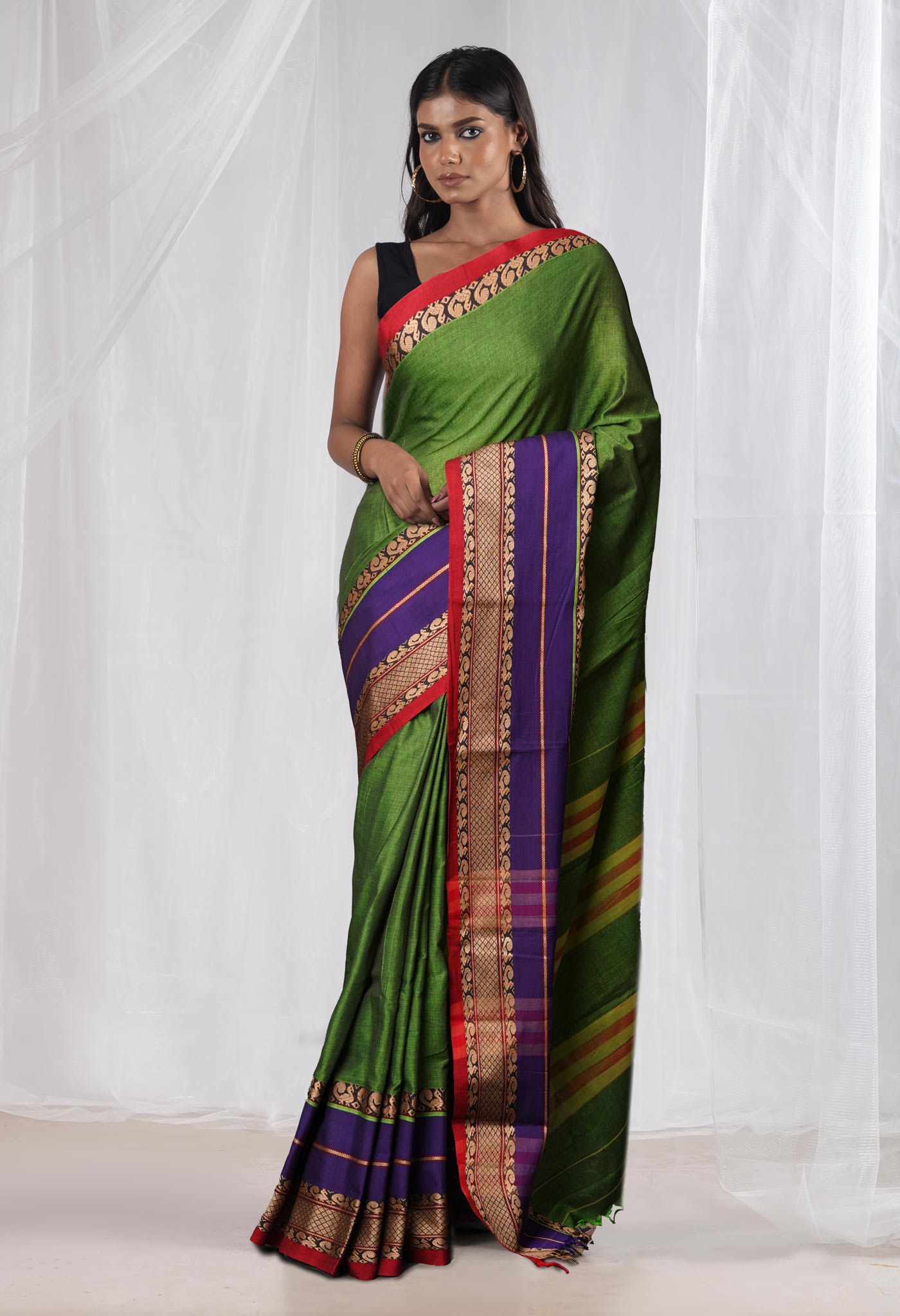 Green Pure Handloom Narayani Cotton Saree