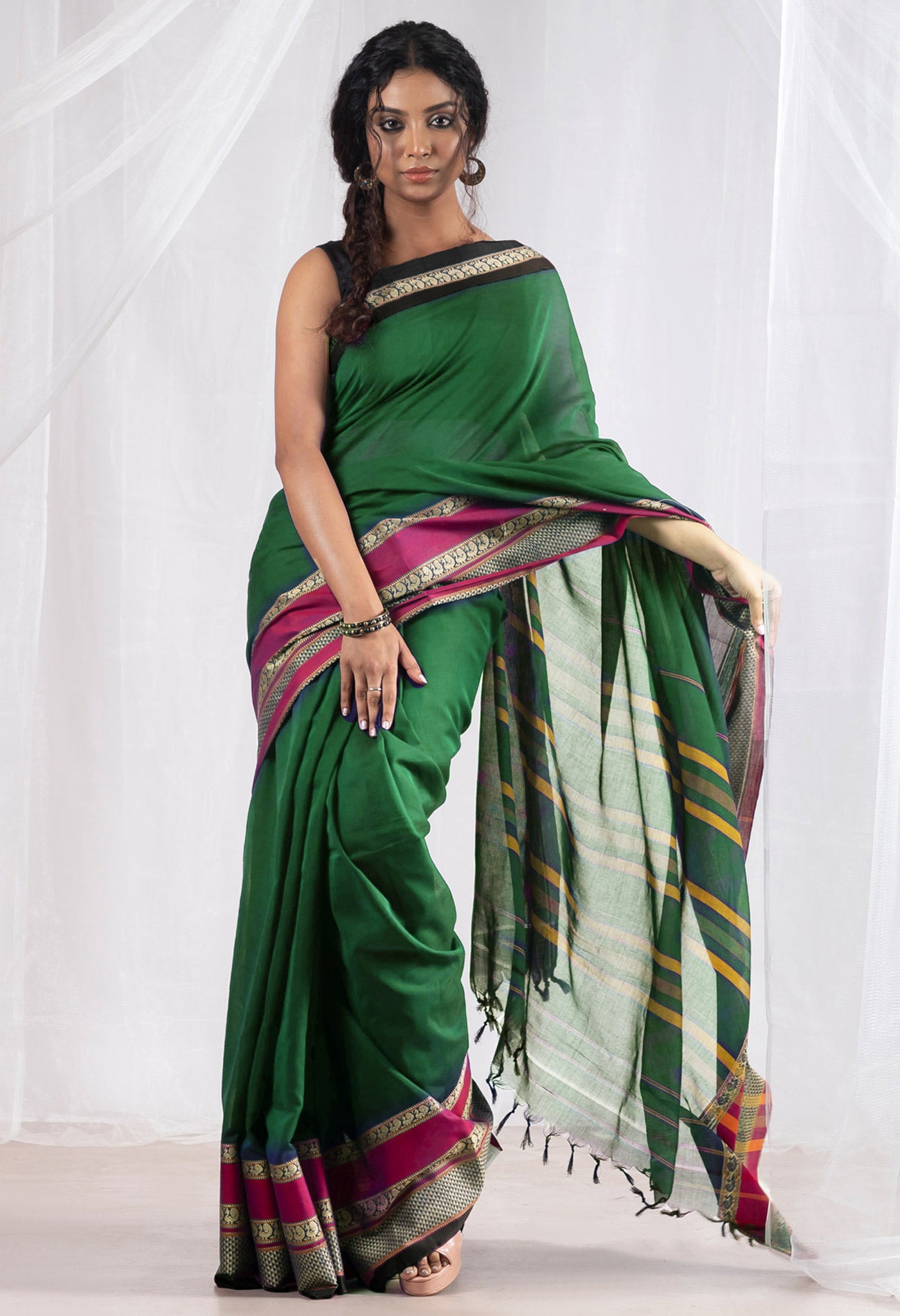 Green Pure Handloom Narayani Cotton Saree