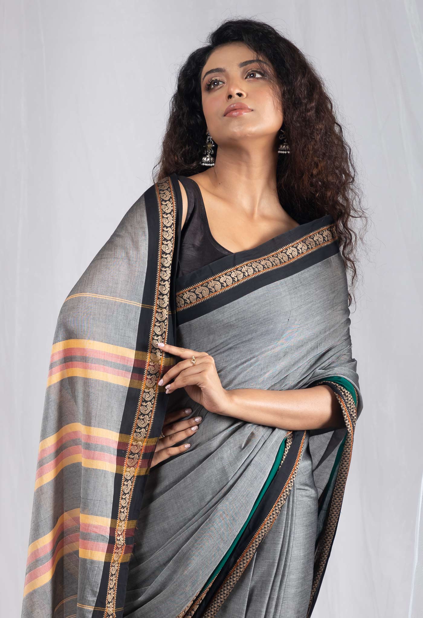 Grey Pure Handloom Narayani Cotton Saree