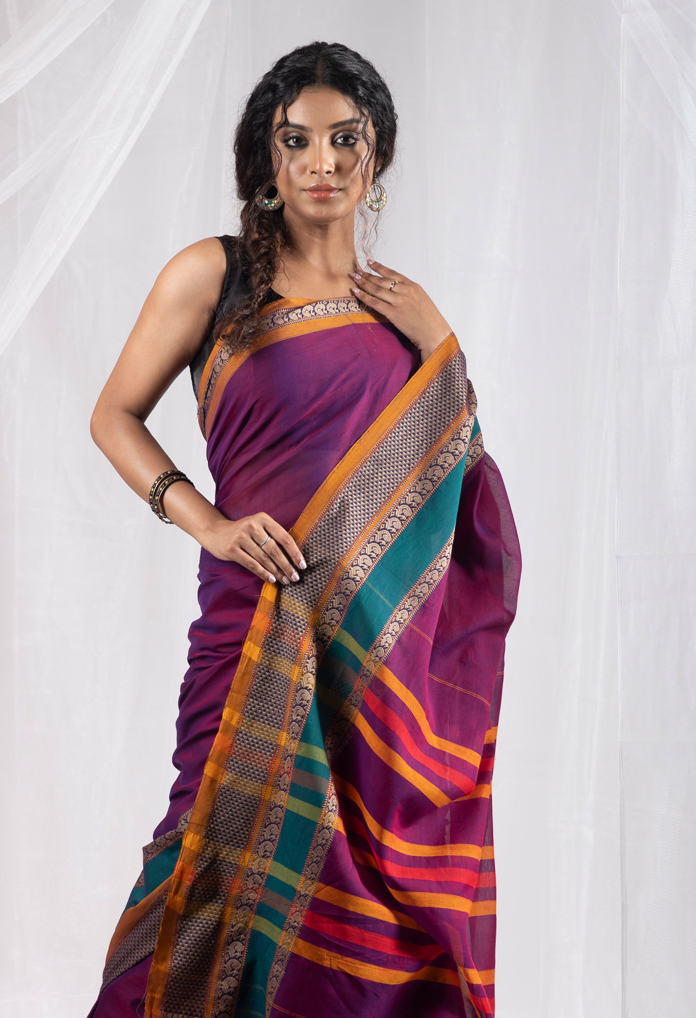 Purple Pure Handloom Narayani Cotton Saree