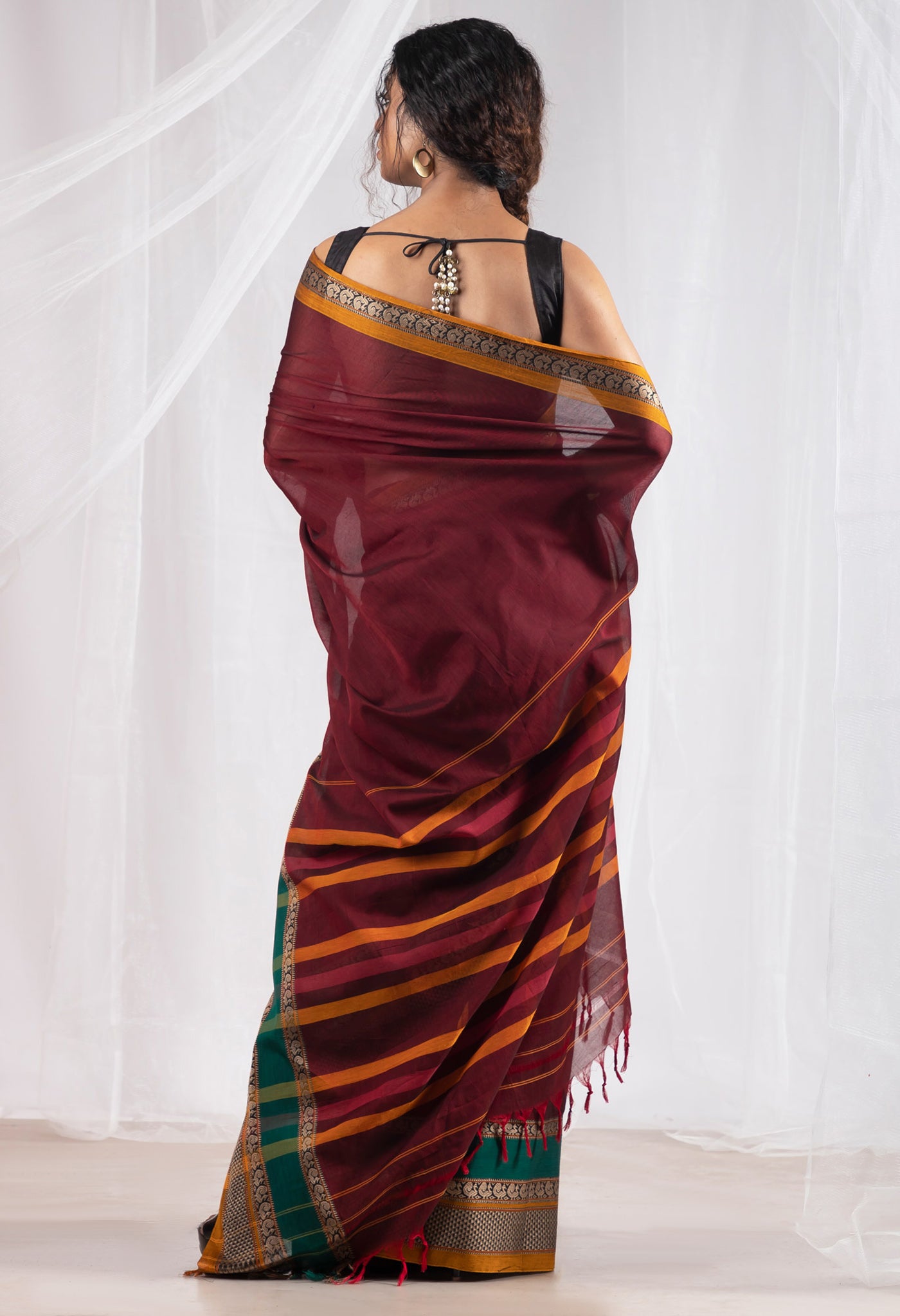 Maroon Pure Handloom Narayani Cotton Saree