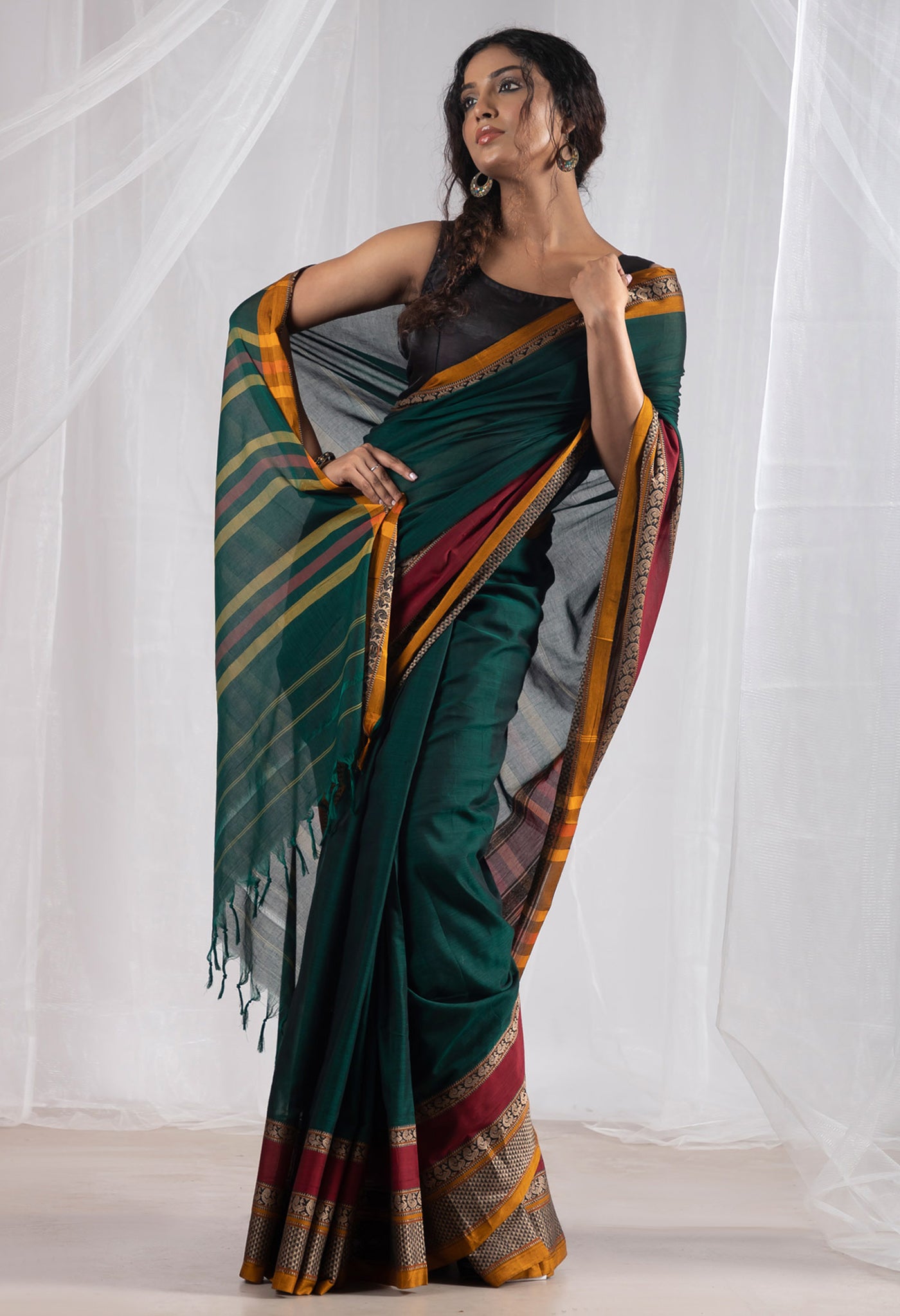 Green Pure Handloom Narayani Cotton Saree