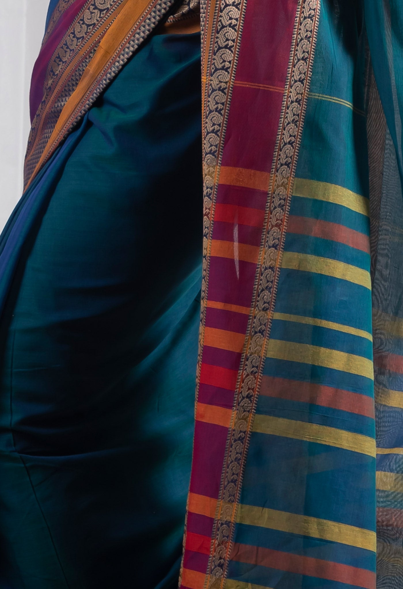 Peacock Blue Pure Handloom Narayani Cotton Saree