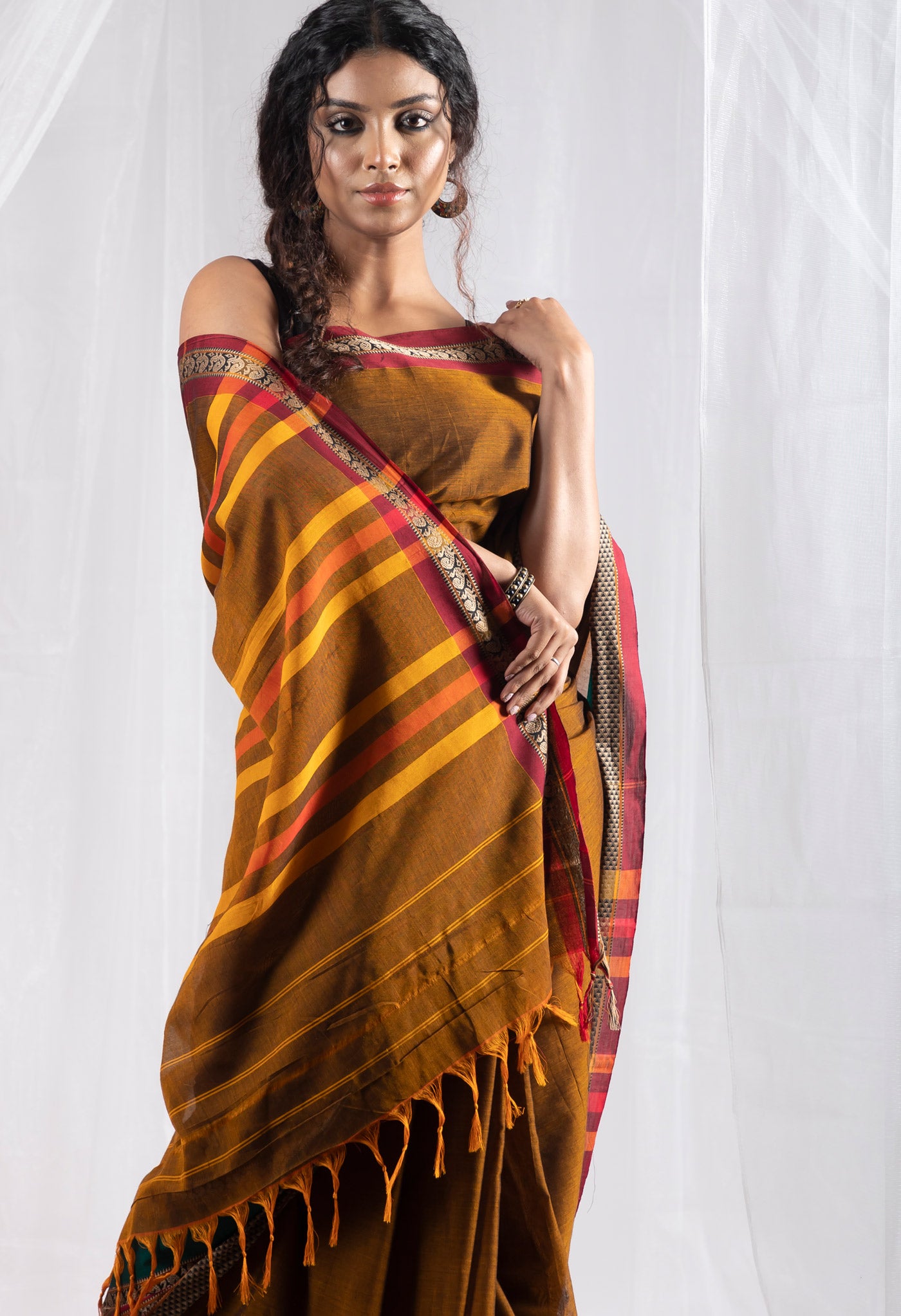 Mustard Yellow Pure Handloom Narayani Cotton Saree