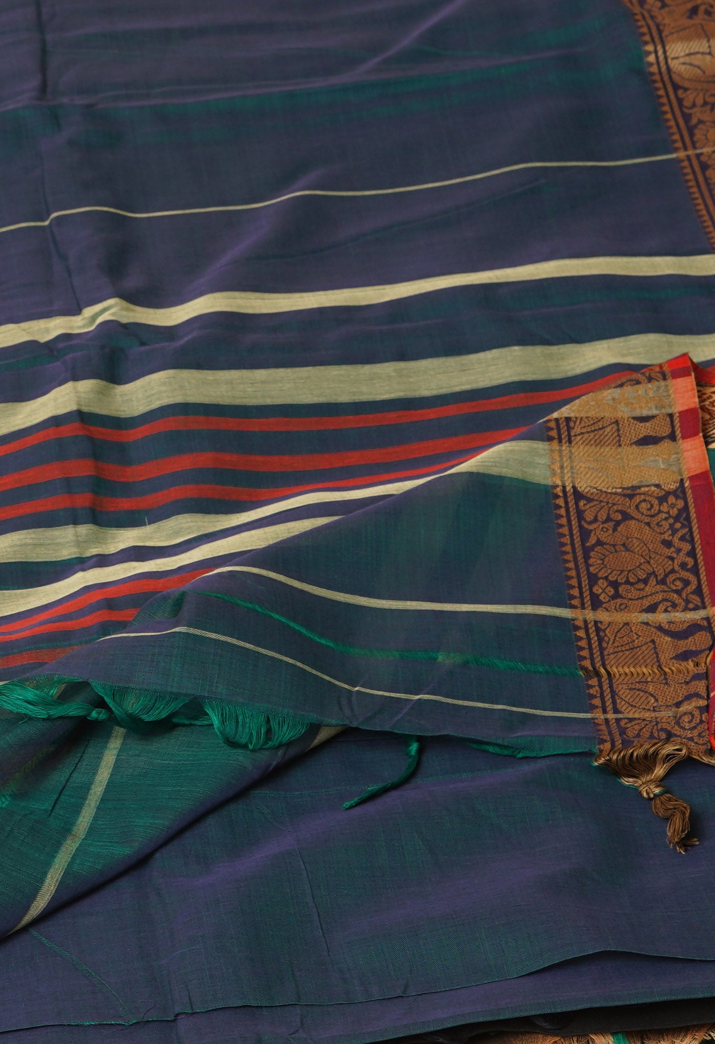 Dark Green Pure Handloom Narayani Cotton Saree