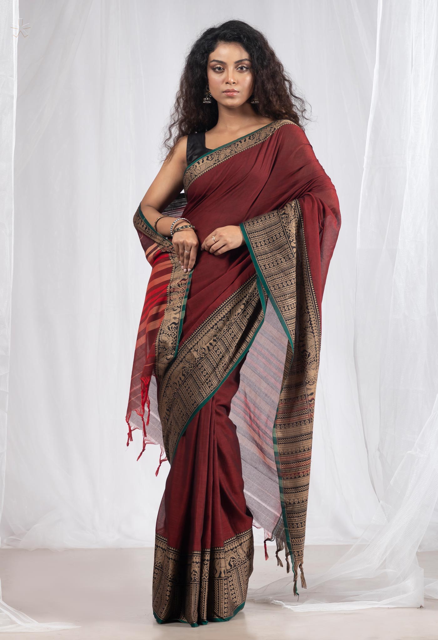 Maroon Pure Handloom Narayani Cotton Saree