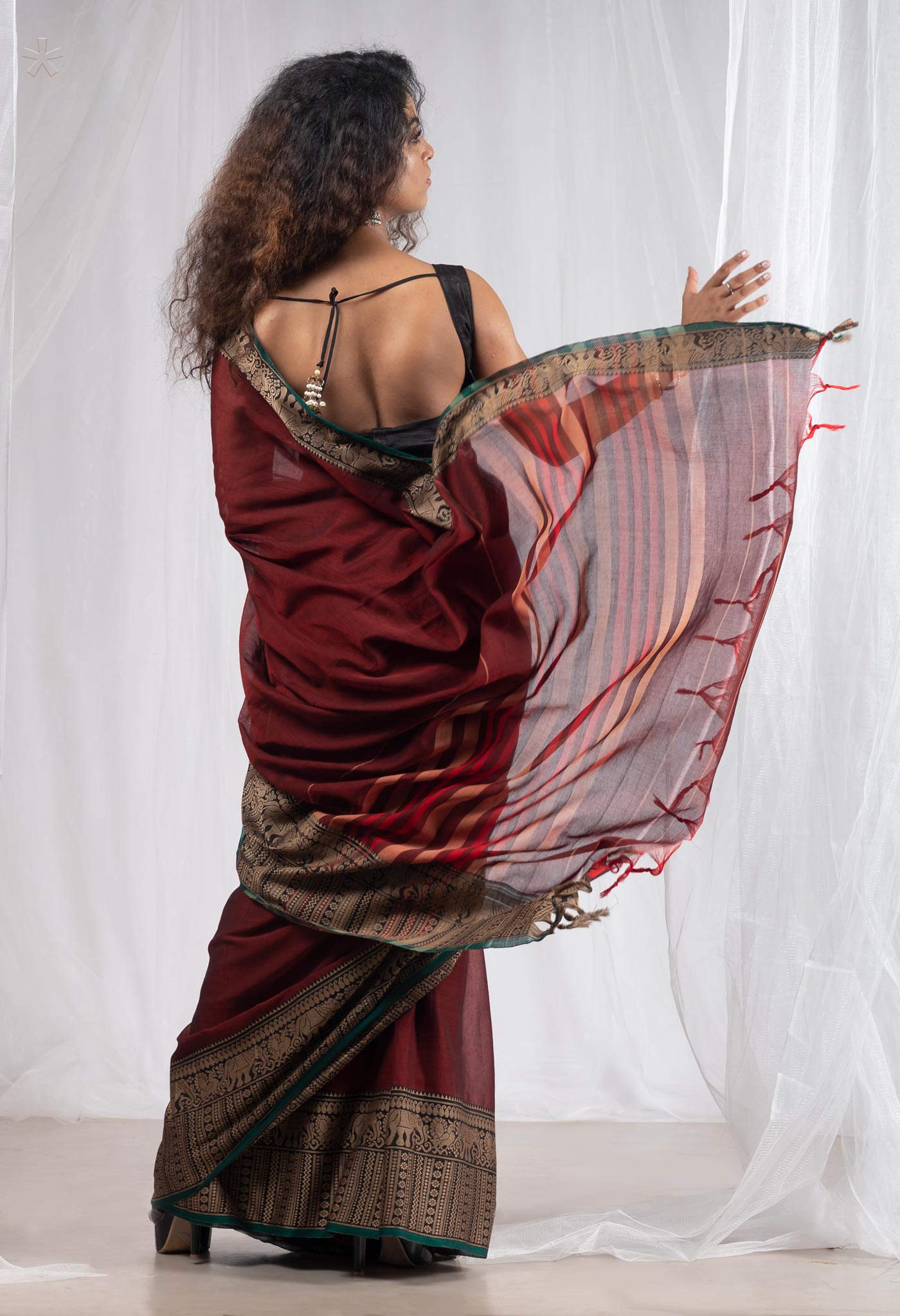 Maroon Pure Handloom Narayani Cotton Saree