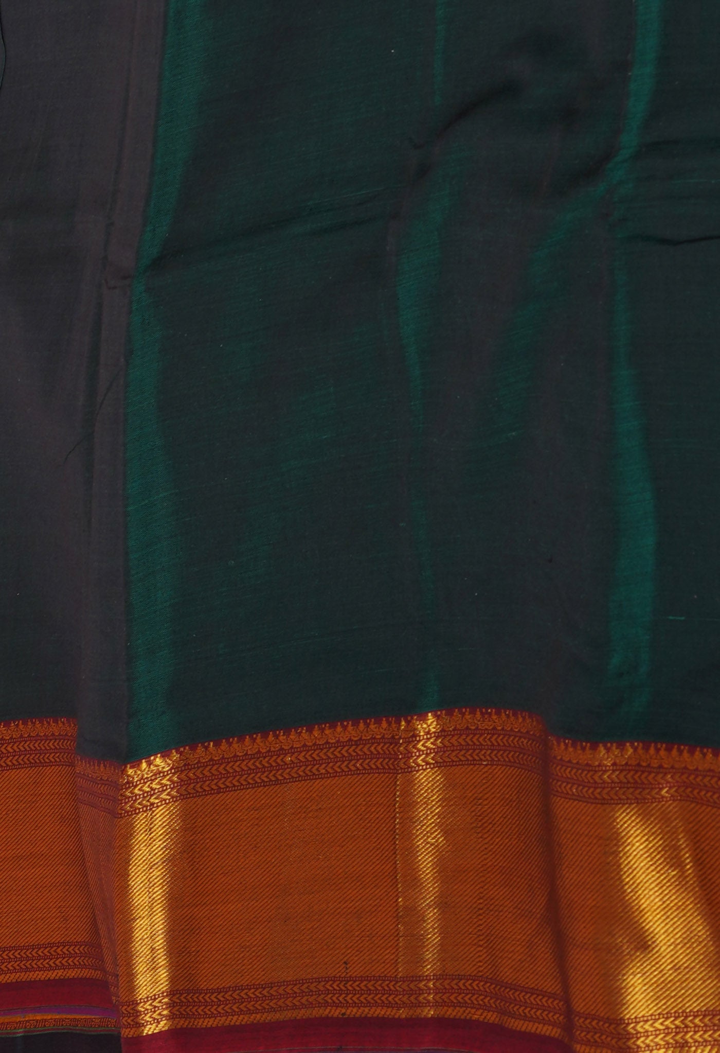 Dark Green Pure Handloom Narayani Cotton Saree