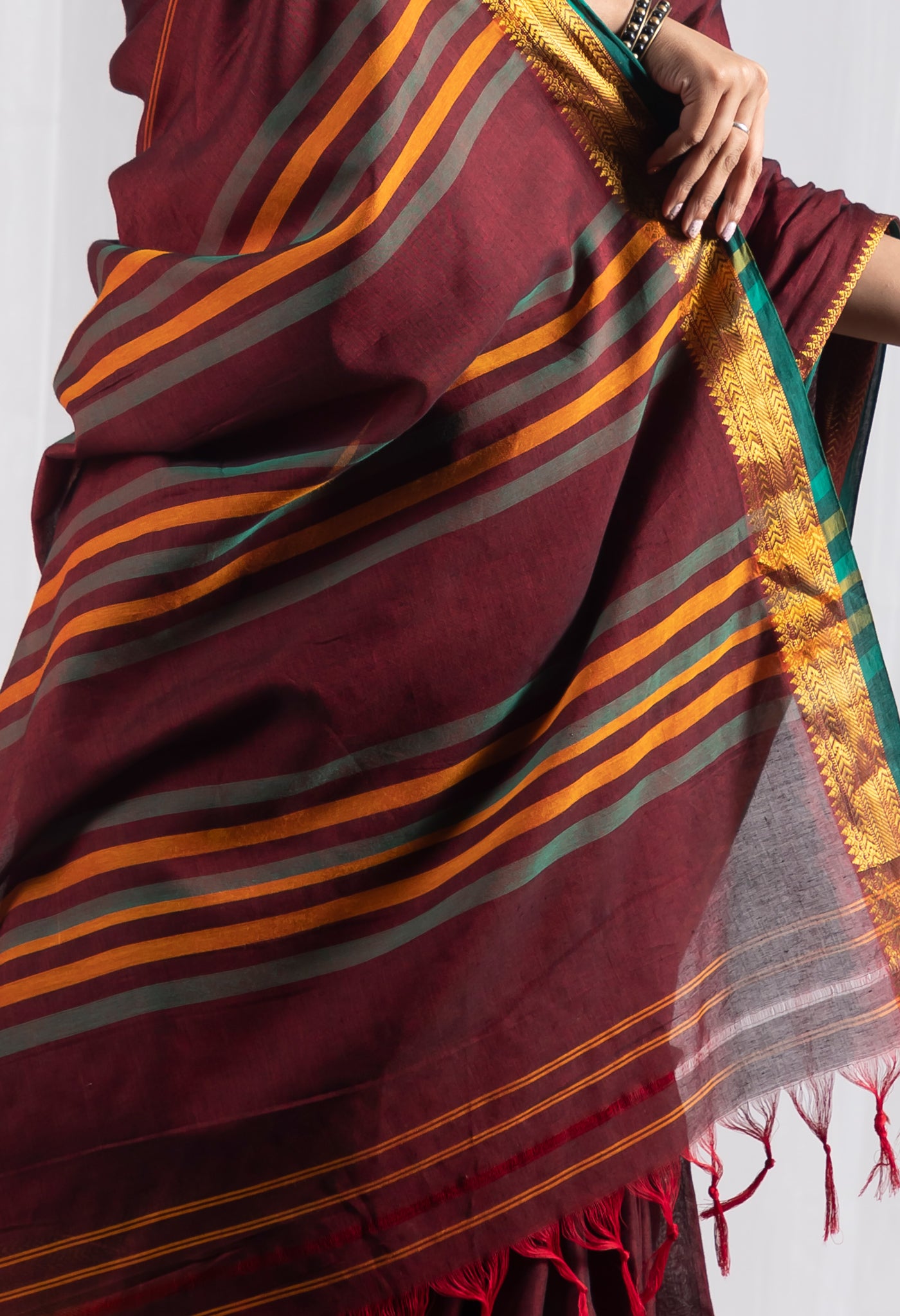 Maroon Pure Handloom Narayani Cotton Saree