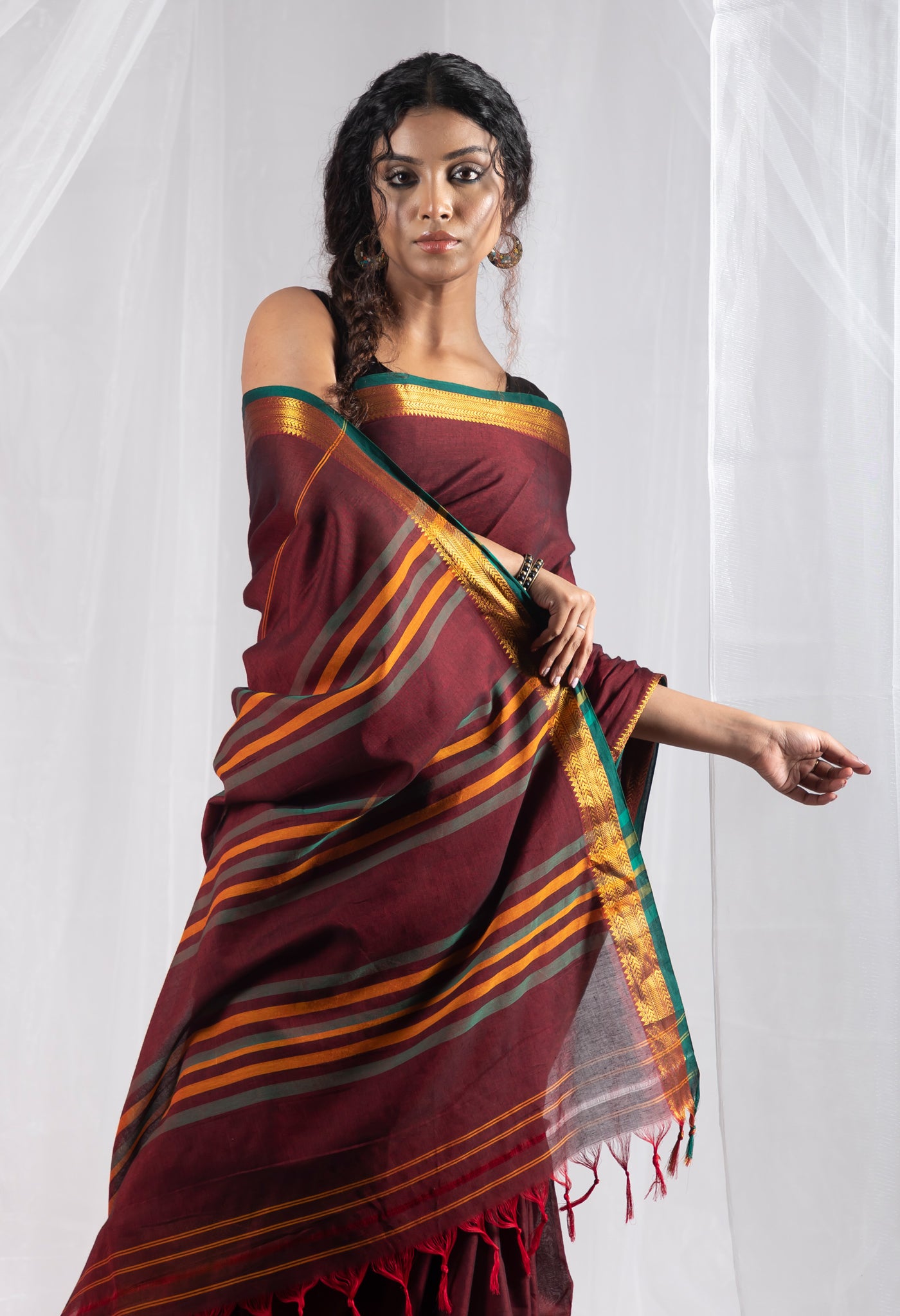 Maroon Pure Handloom Narayani Cotton Saree