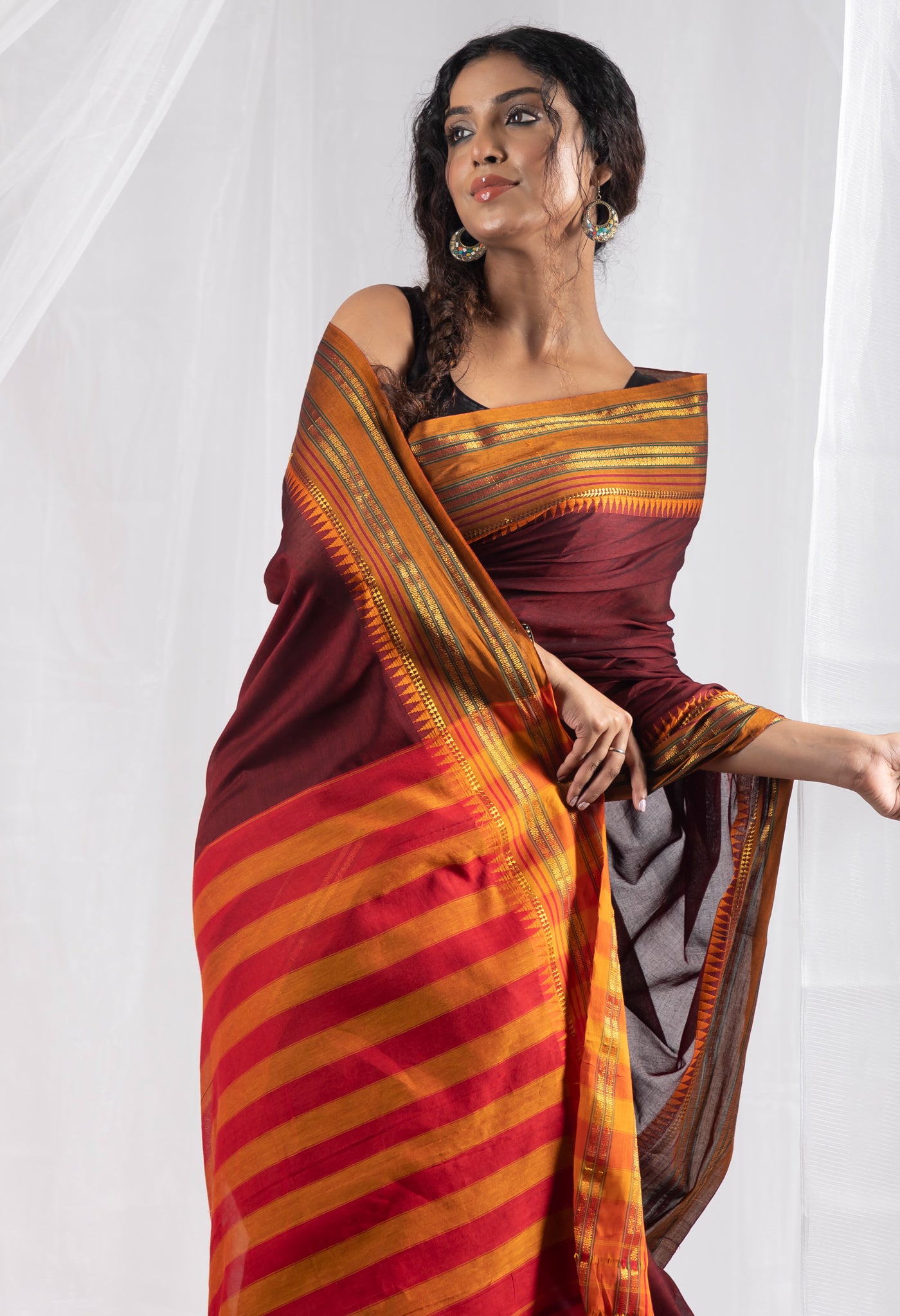 Maroon Pure Handloom Narayani Cotton Saree