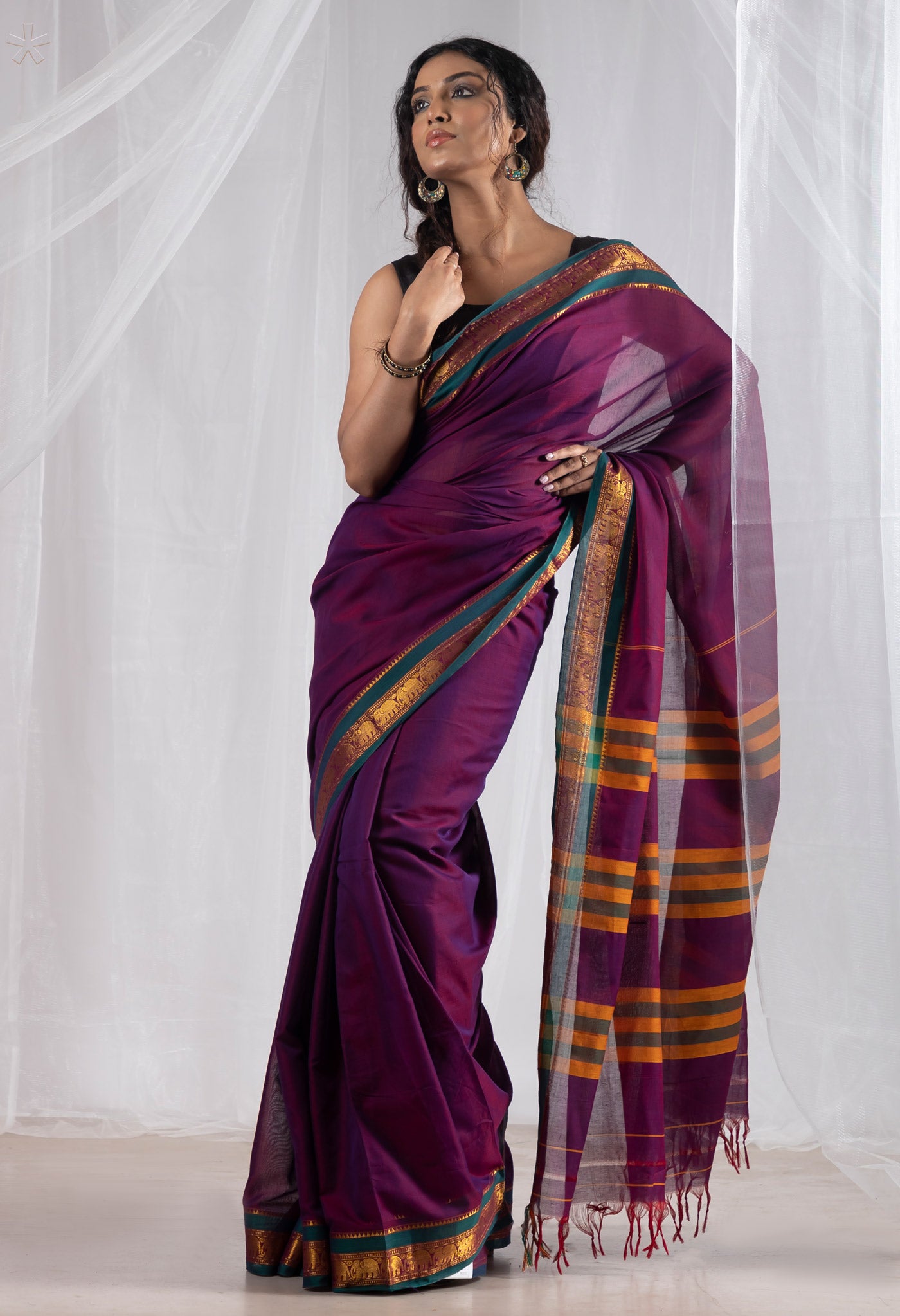 Purple Pure Handloom Narayani Cotton Saree