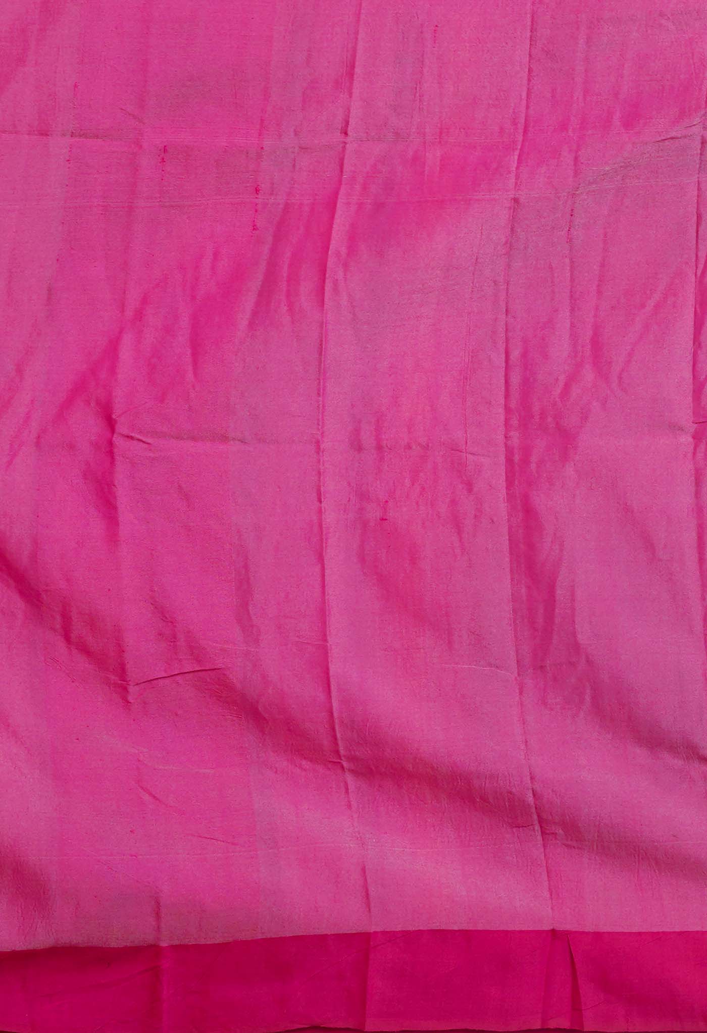 Red-Blue Handpainted Kalamkari on Pure Handloom Tussar Silk Saree