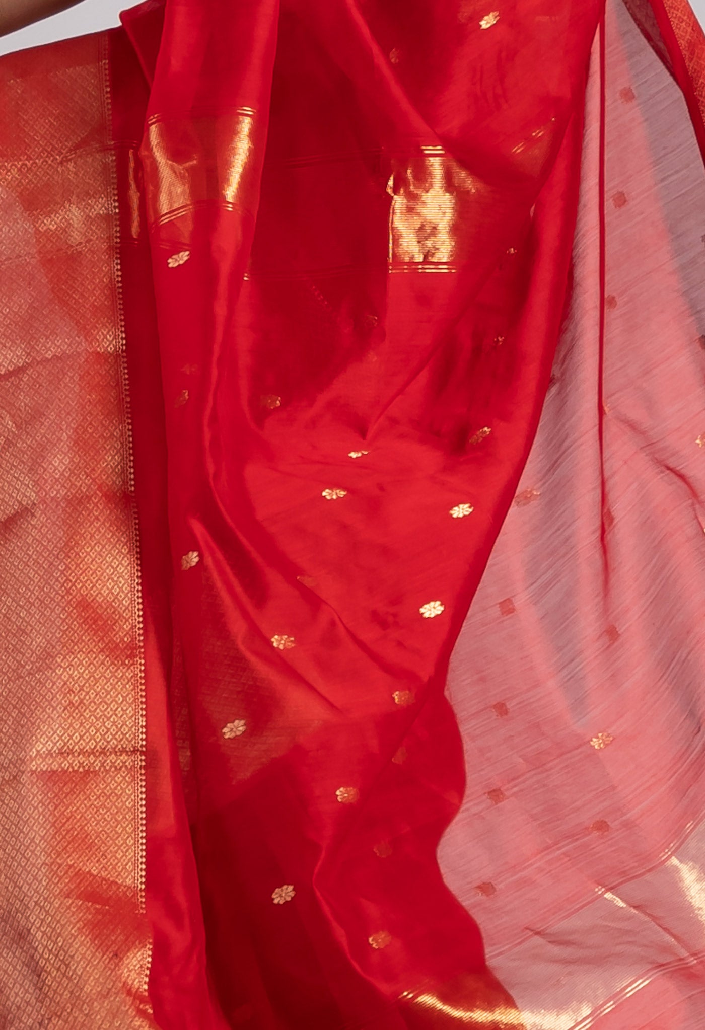 Red Pure Handloom Maheshwari Sico Saree