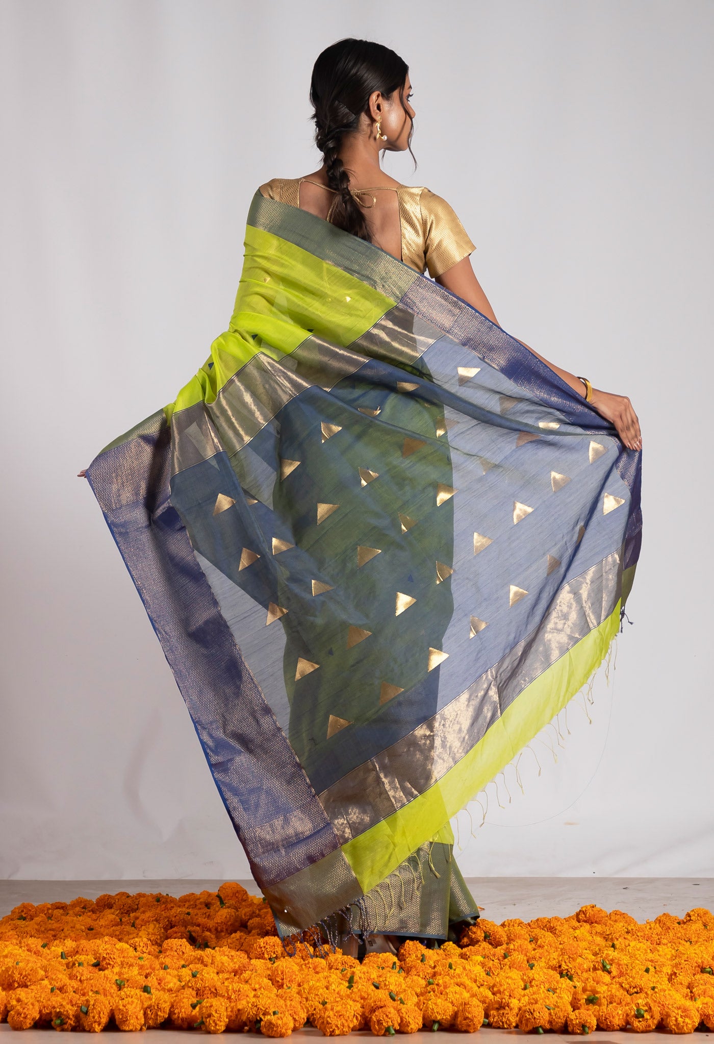 Green Pure Handloom Maheshwari Sico Saree-UNM75902