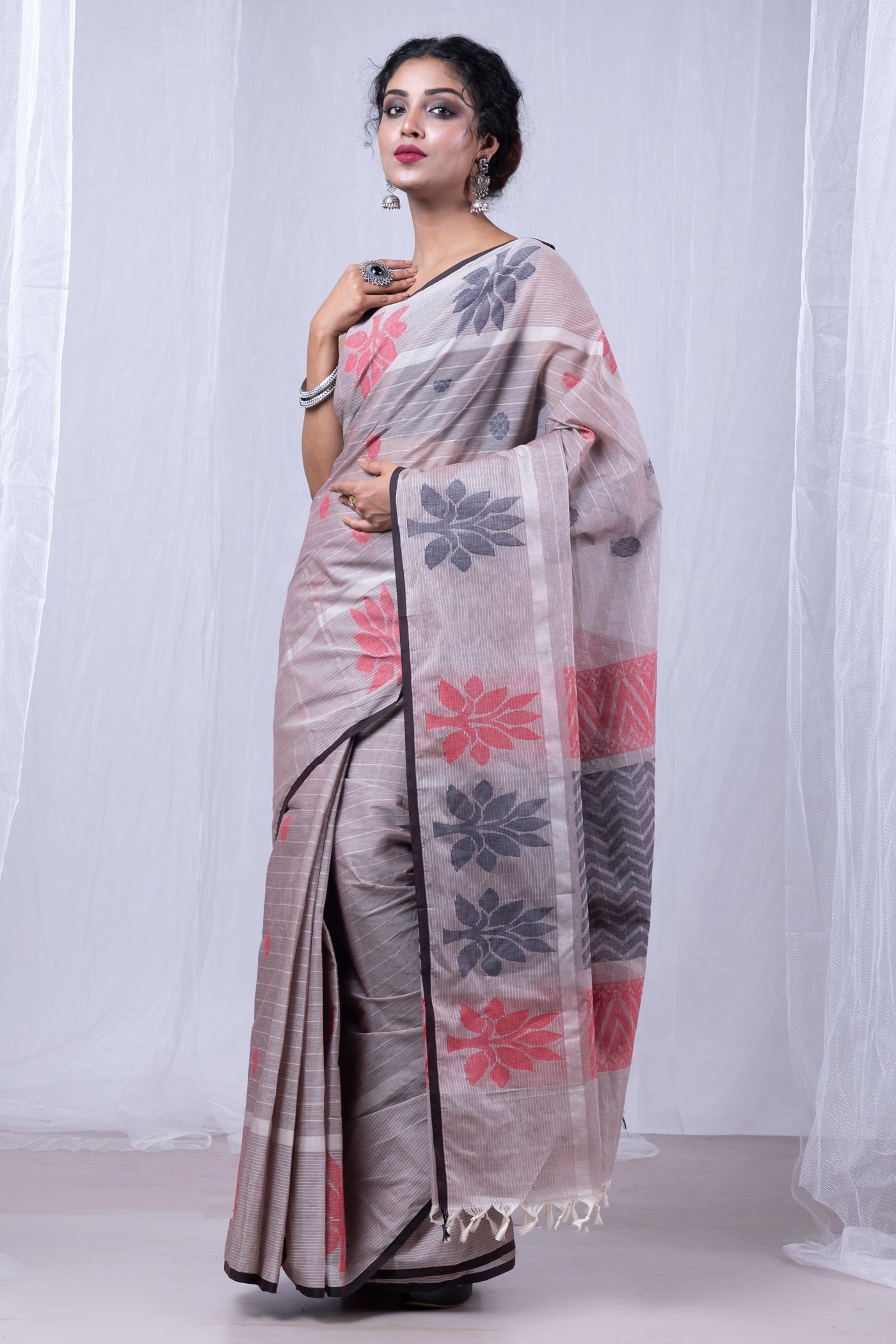 Beige Pure  Chettinad Soft Cotton Saree