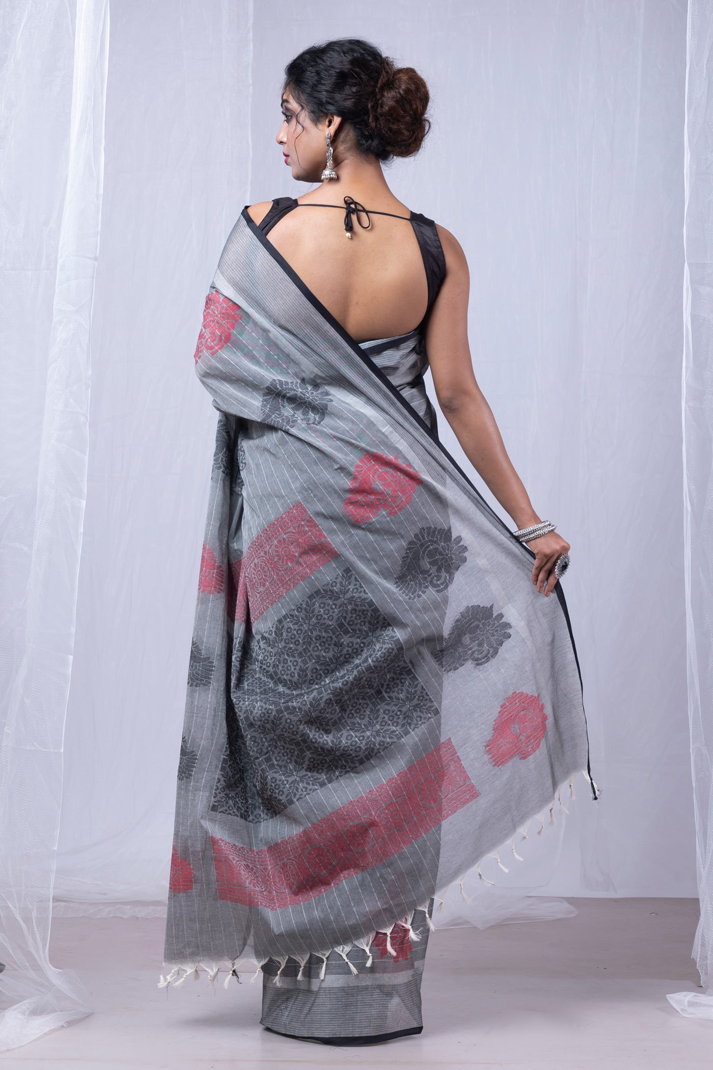 Grey Pure  Chettinad Soft Cotton Saree