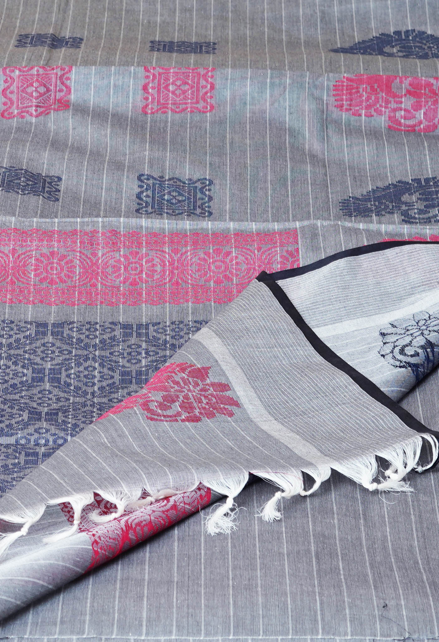 Grey Pure  Chettinad Soft Cotton Saree