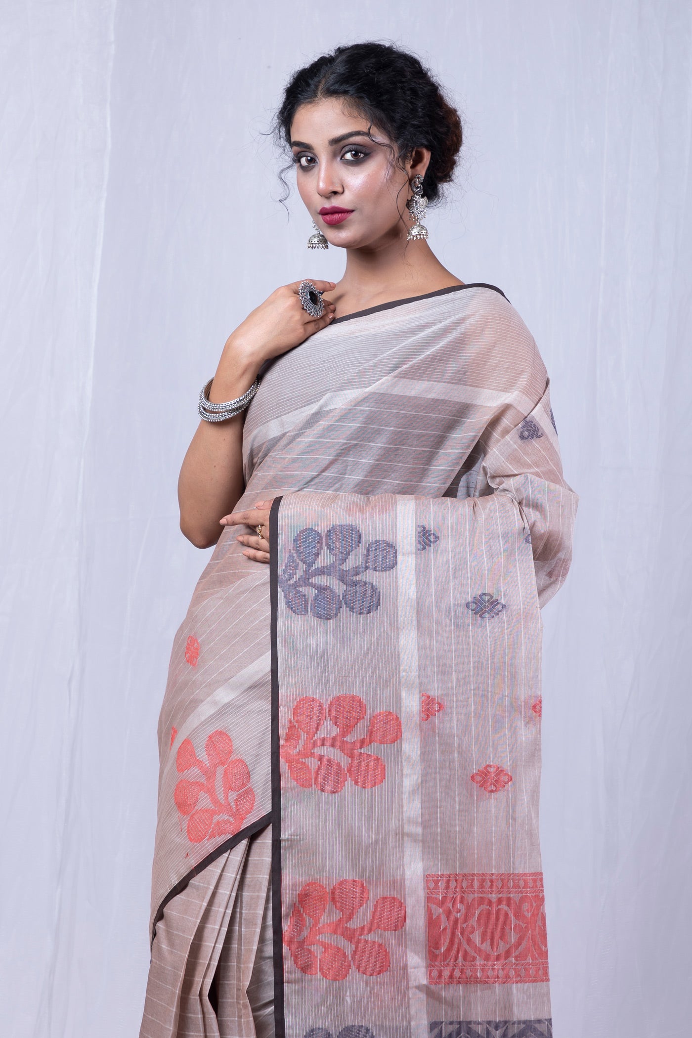 Beige Pure  Chettinad Soft Cotton Saree