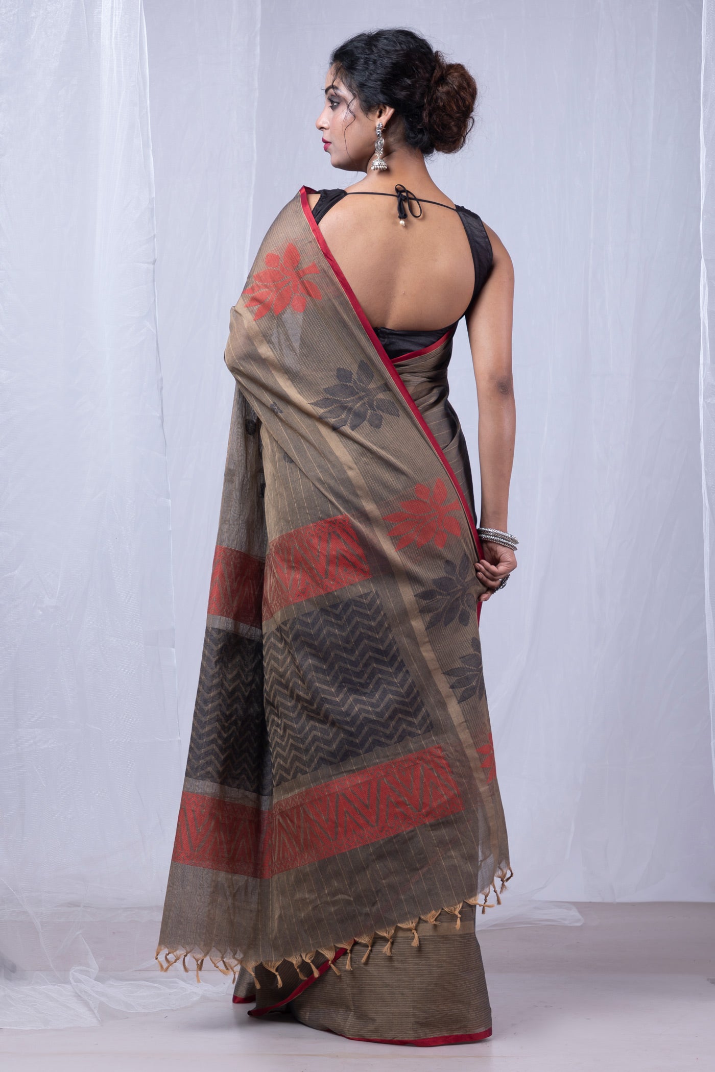 Brown Pure Chettinad Soft Cotton Saree