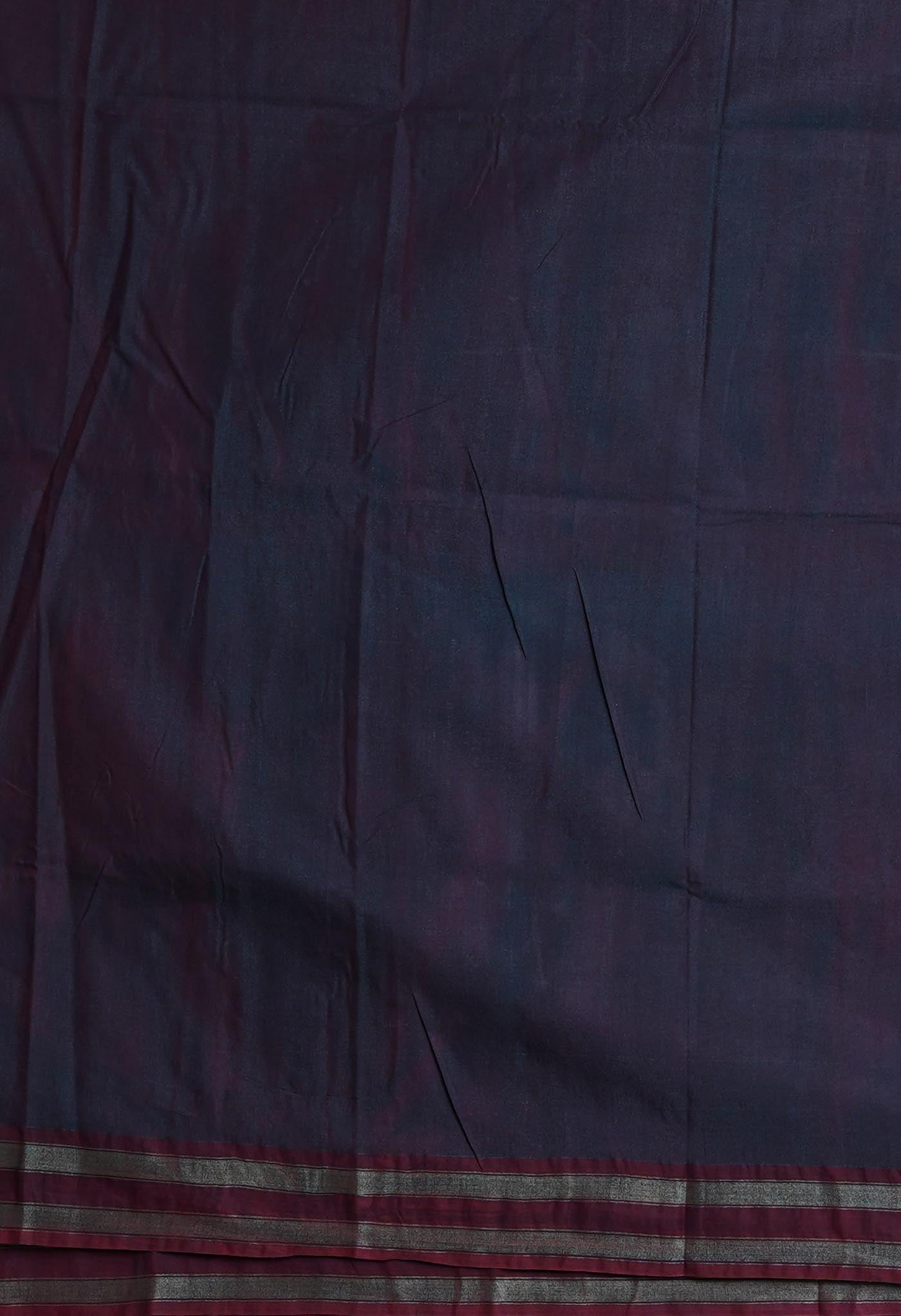 Navy Blue Kalamkari Printed On Pure Handloom Tussar Silk Saree