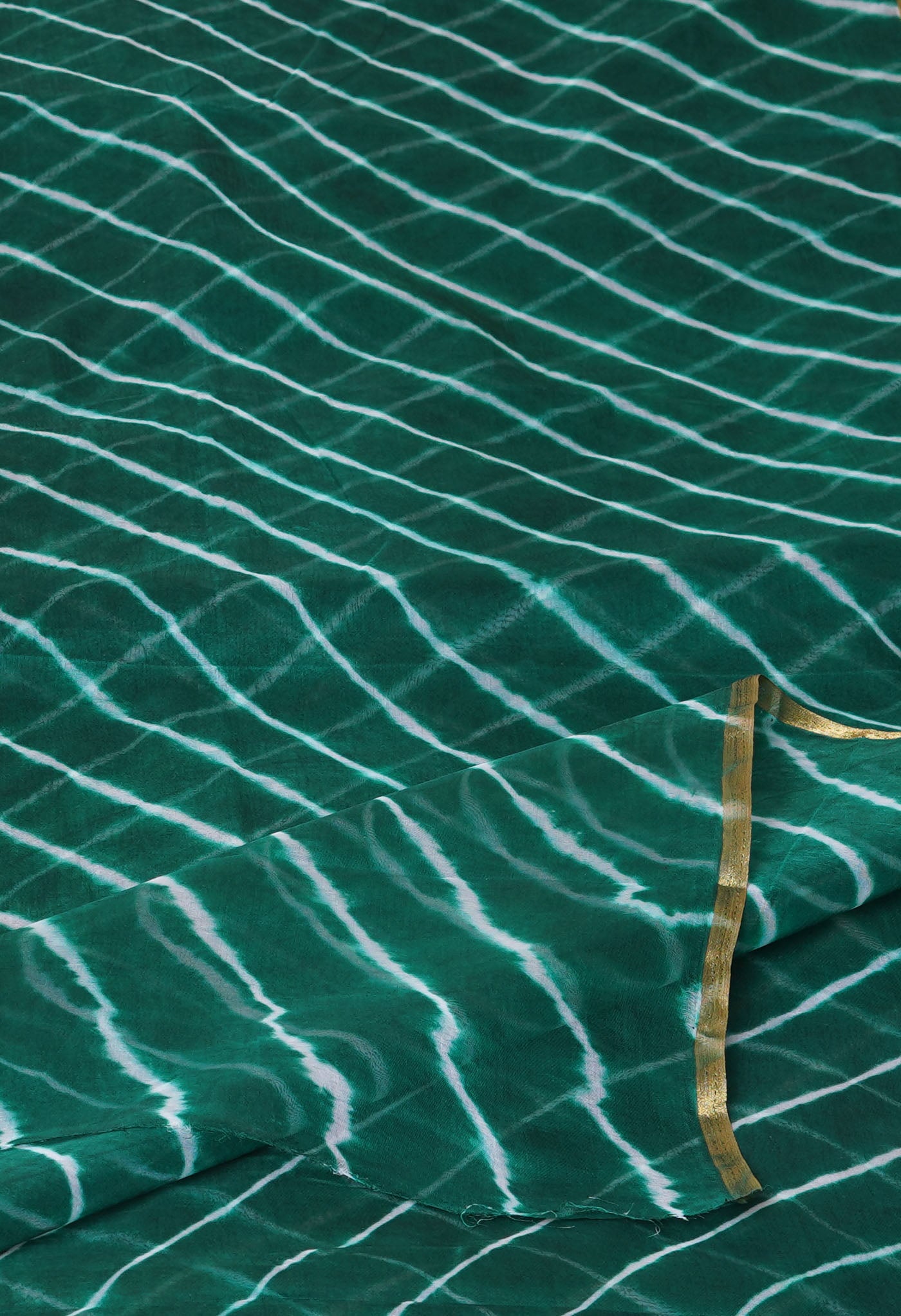 Dark Green Tie And Dye Shibori Chiffon Saree