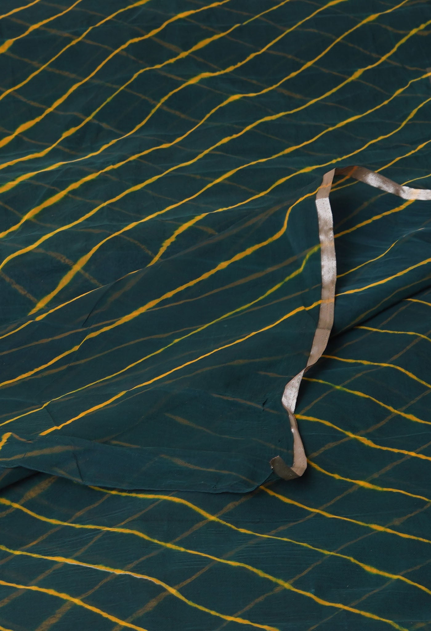 Dark Green Tie And Dye Shibori Chiffon Saree