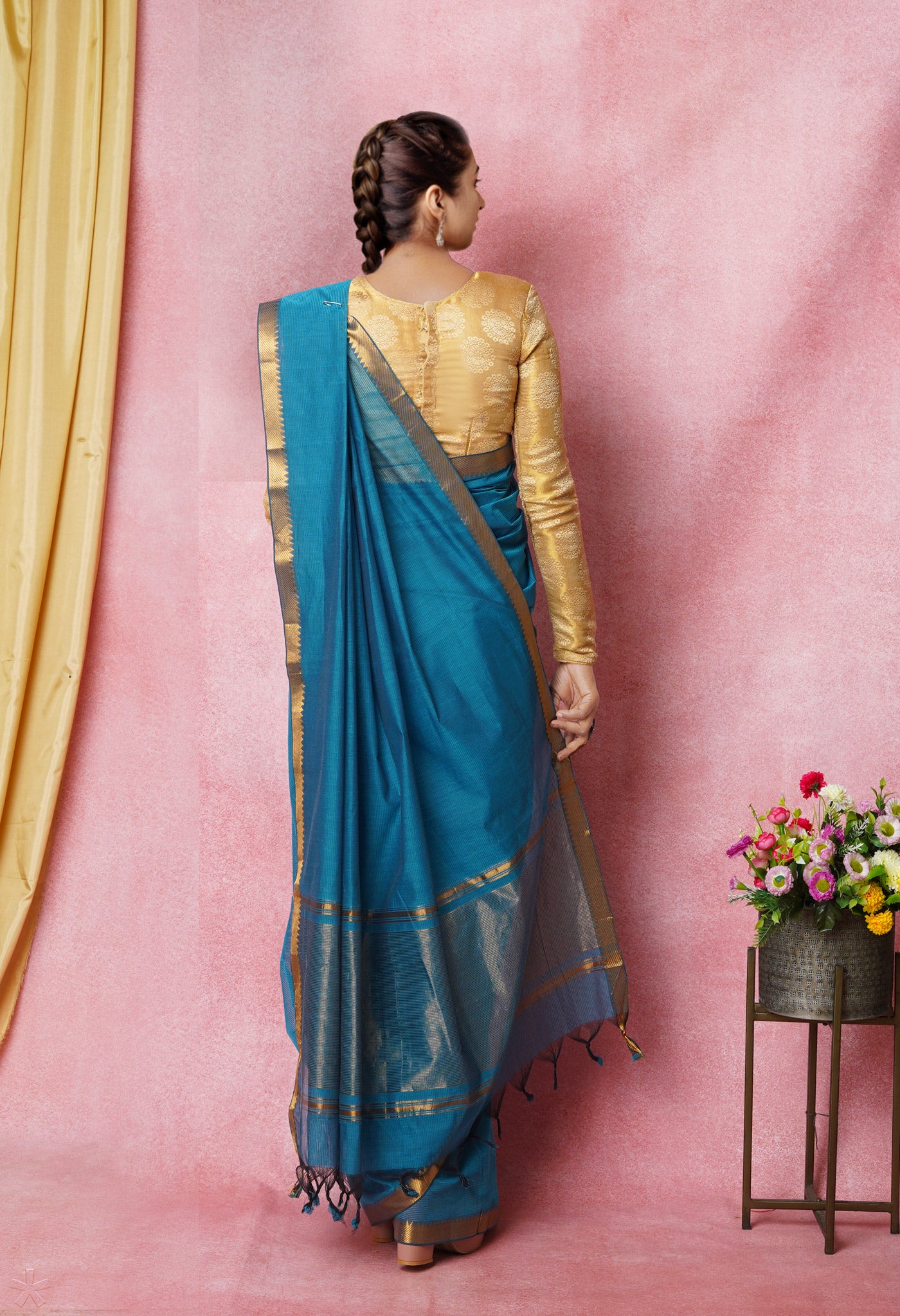 Blue Pure Handloom Mangalagiri Cotton Saree