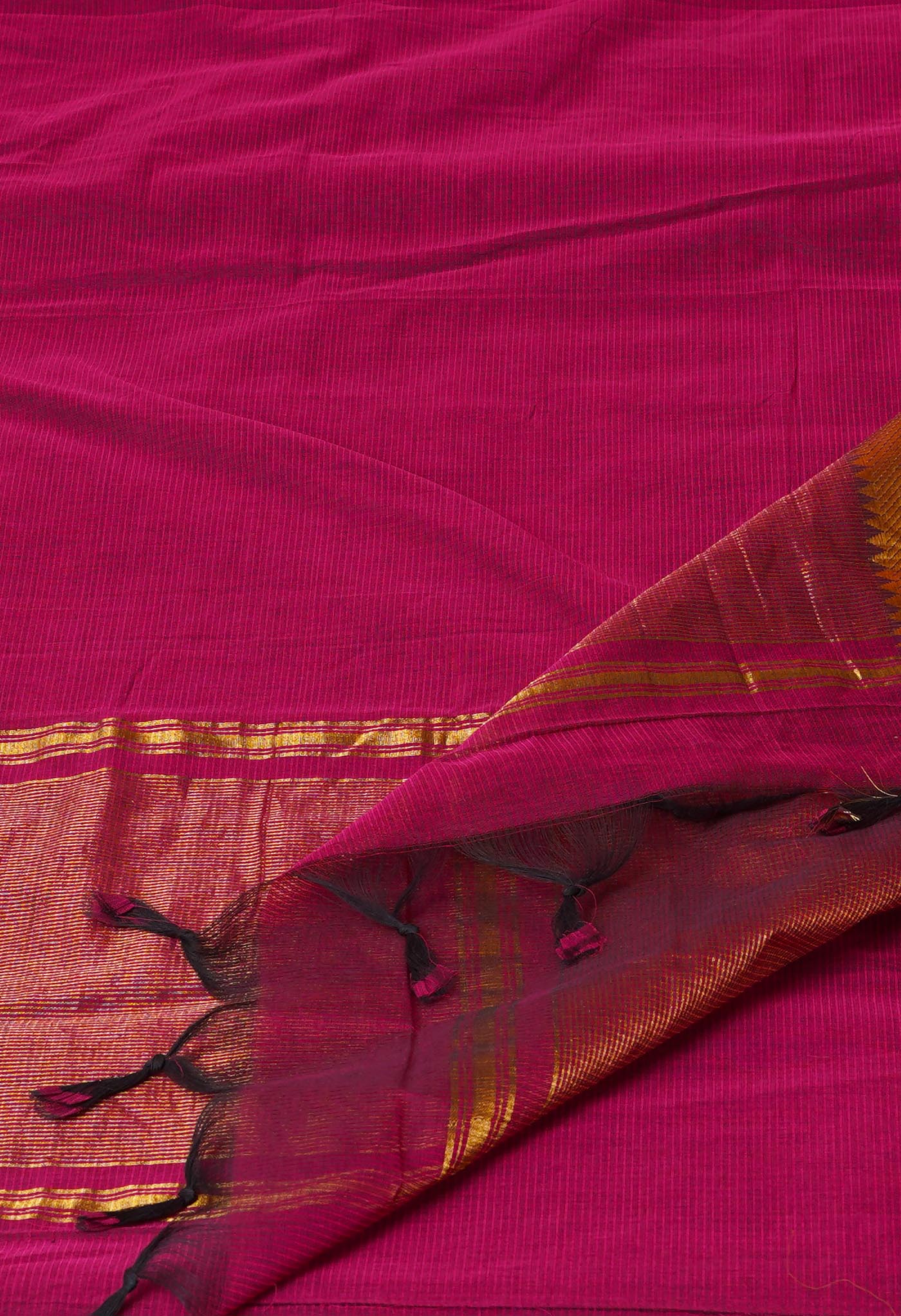 Dark Pink Pure Handloom Mangalagiri Cotton Saree