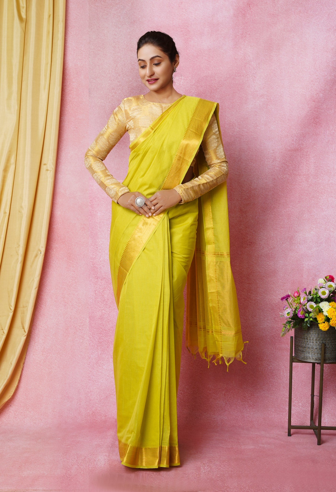 Light Green Pure Handloom Mangalagiri Cotton Saree