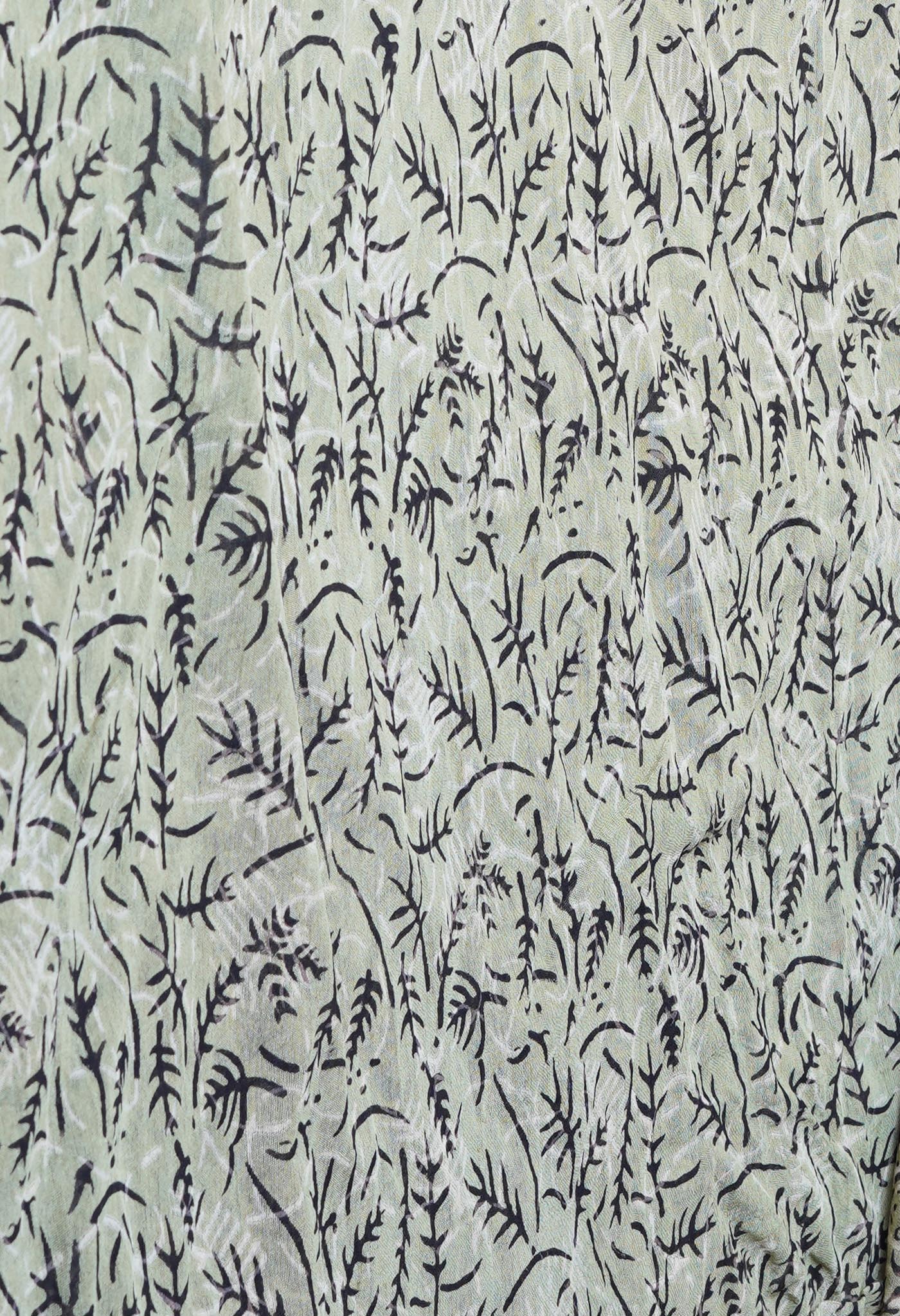 Green Pure Discharge Bagru Printed Pashmina Chanderi Sico Saree