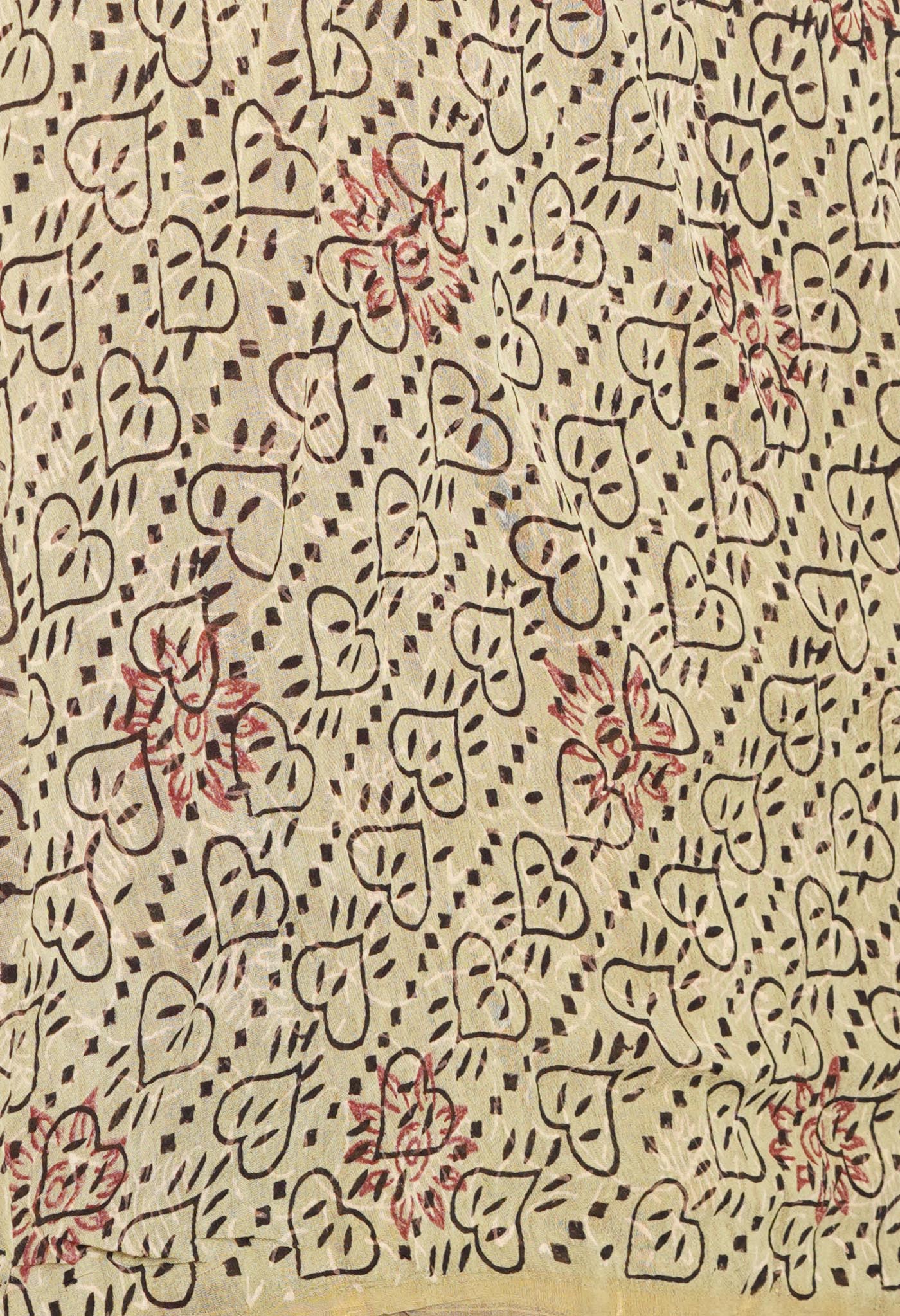 Red Pure Discharge Bagru Printed Pashmina Chanderi Sico Saree