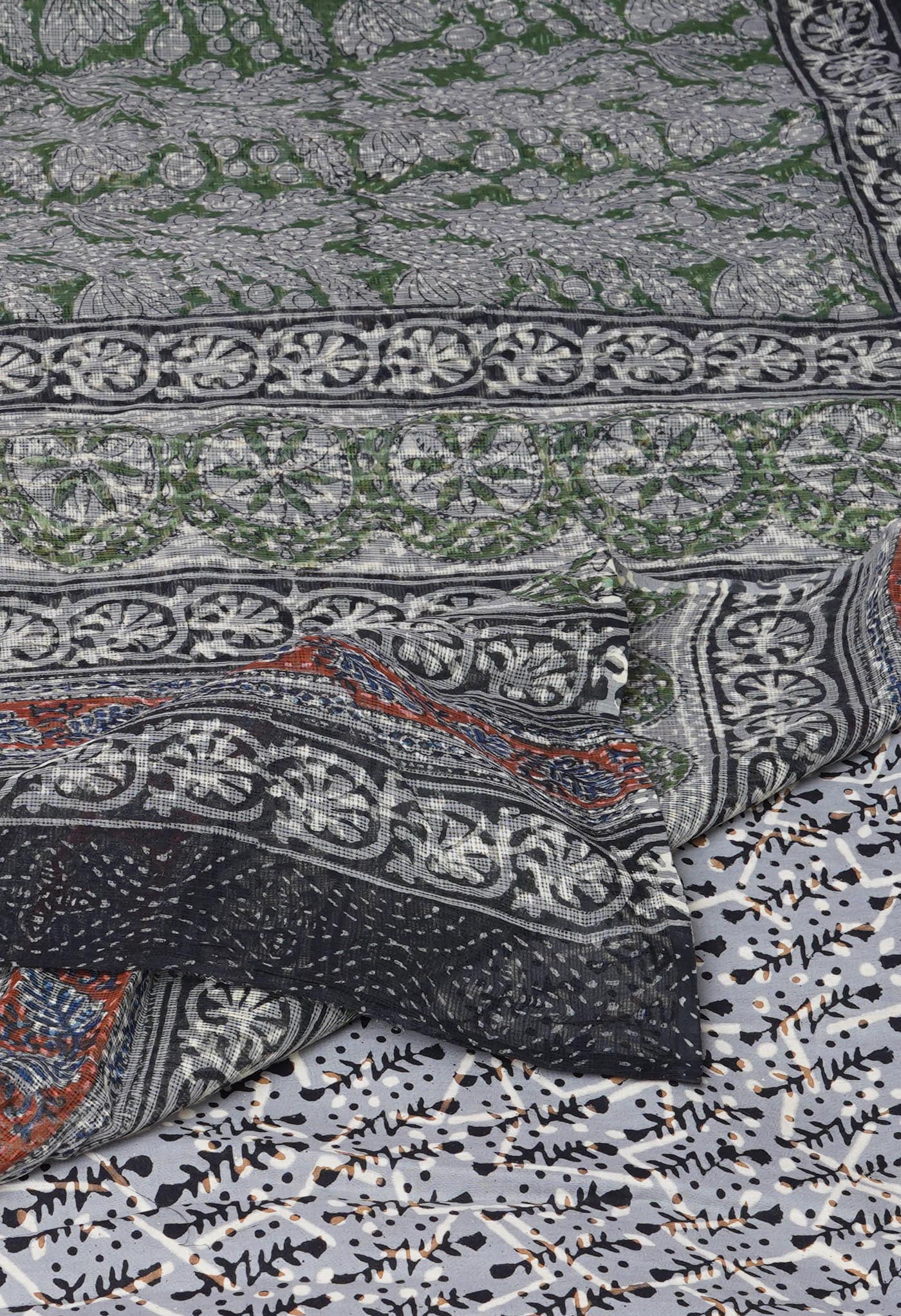Multi Pure Discharge Bagru Printed Kota Saree