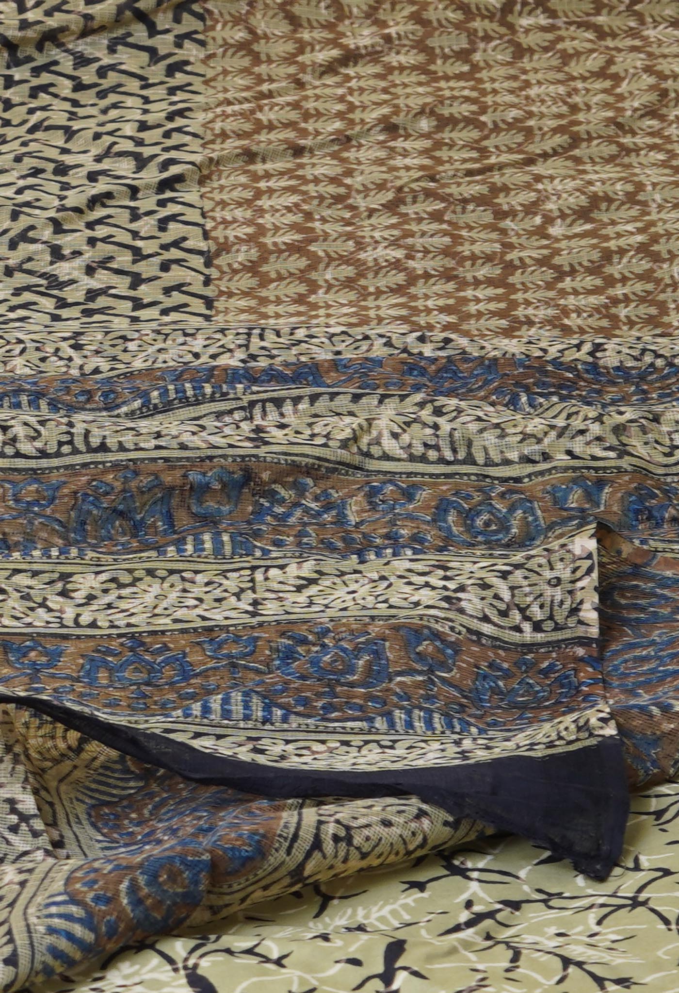 Multi Pure Discharge Bagru Printed Kota Saree