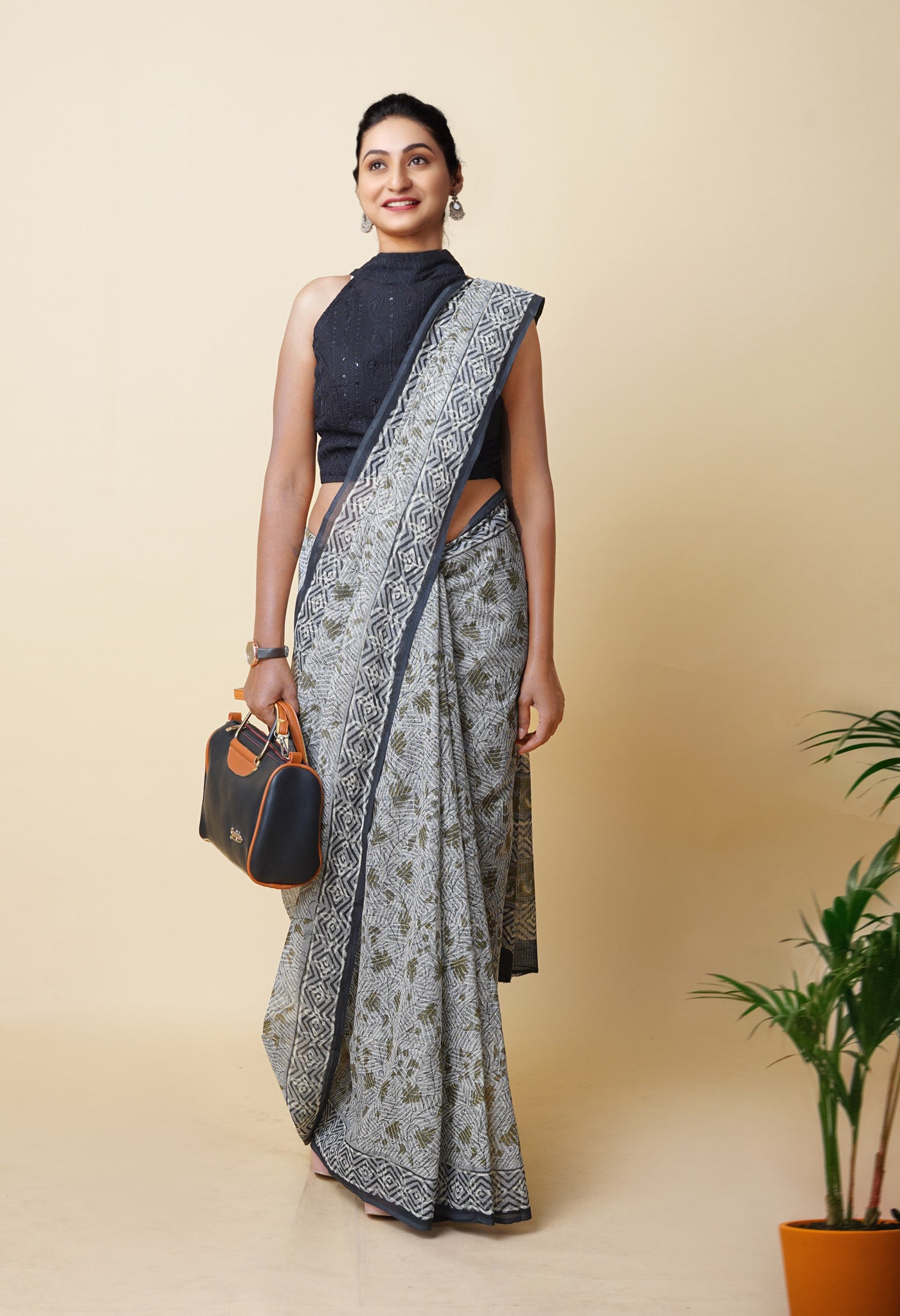 Multi Pure Discharge Bagru Printed Kota Saree