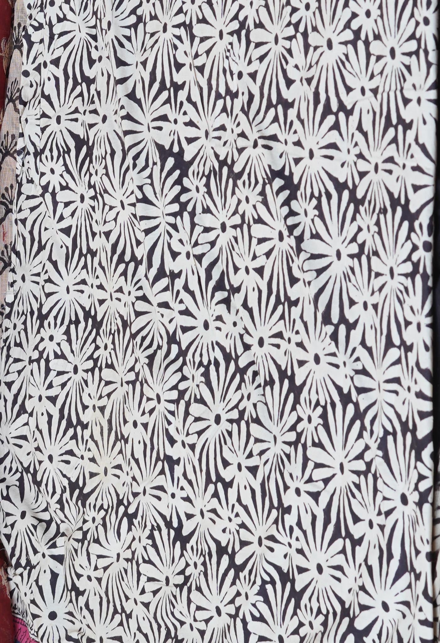 Cream Pure Traditional Bagru Printed Kota Saree