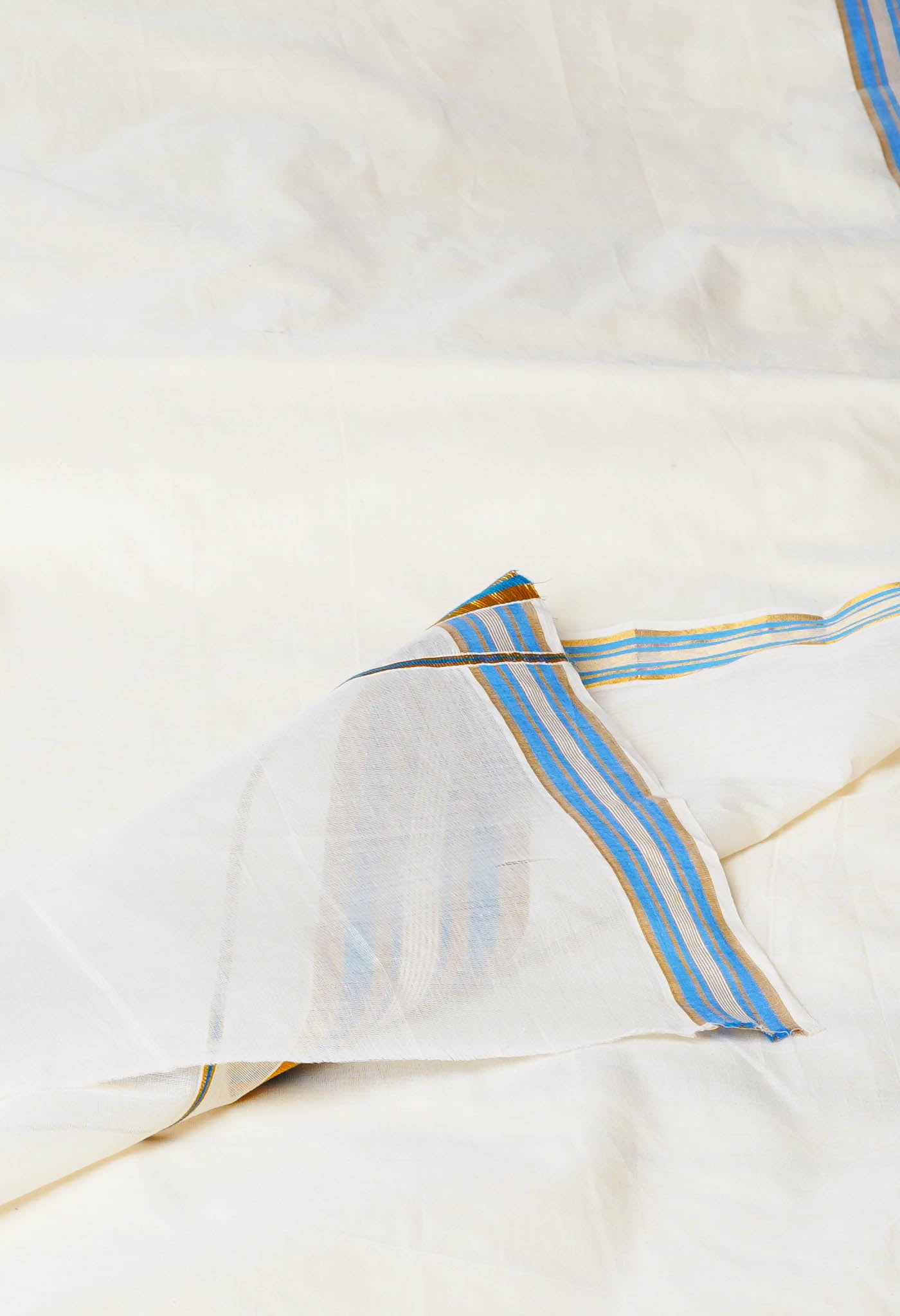 Ivory Pure Kerala Kasavu Cotton Saree-UNM76329
