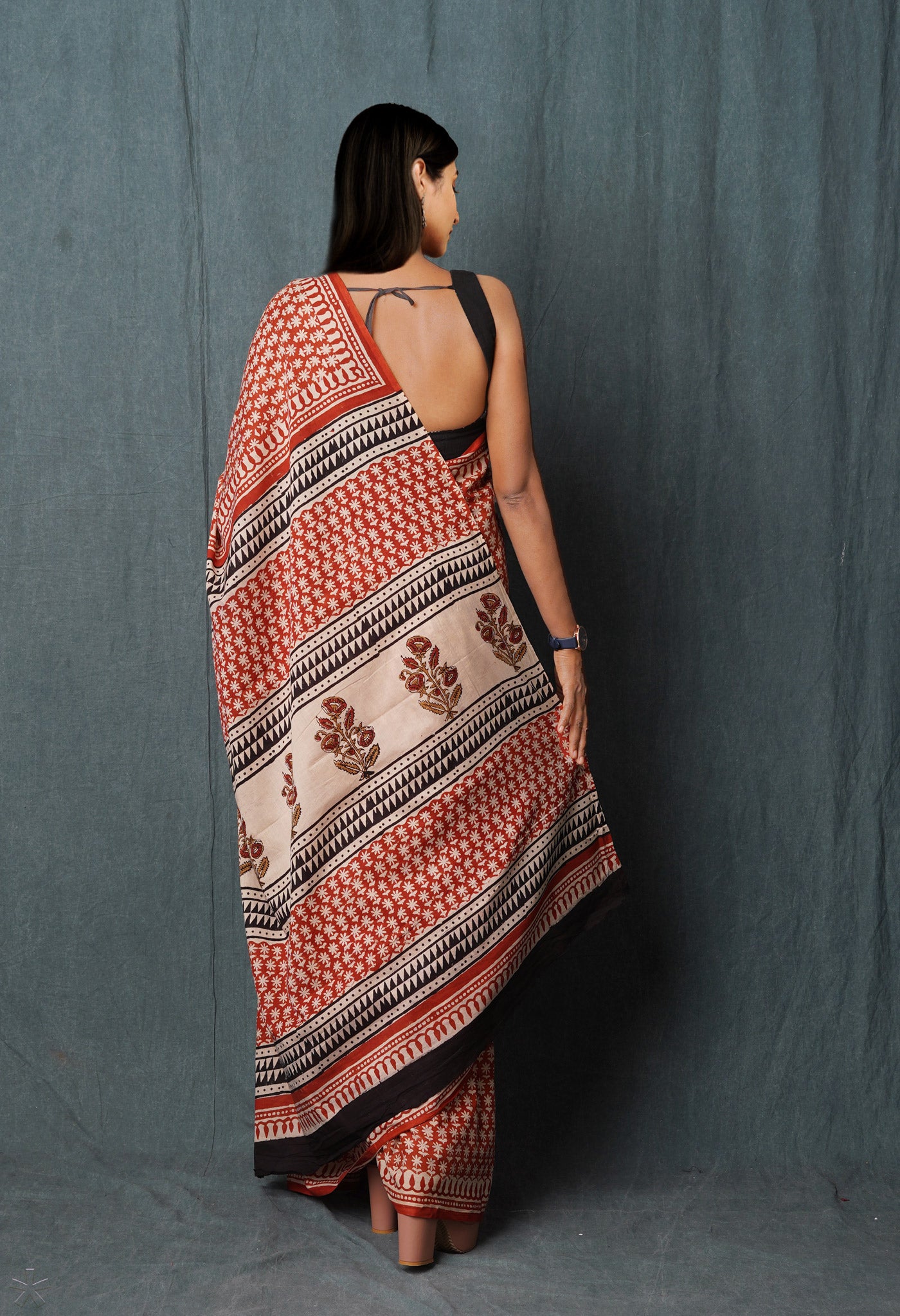 Red Pure Bargu Printed Superfine Mulmul Cotton Saree