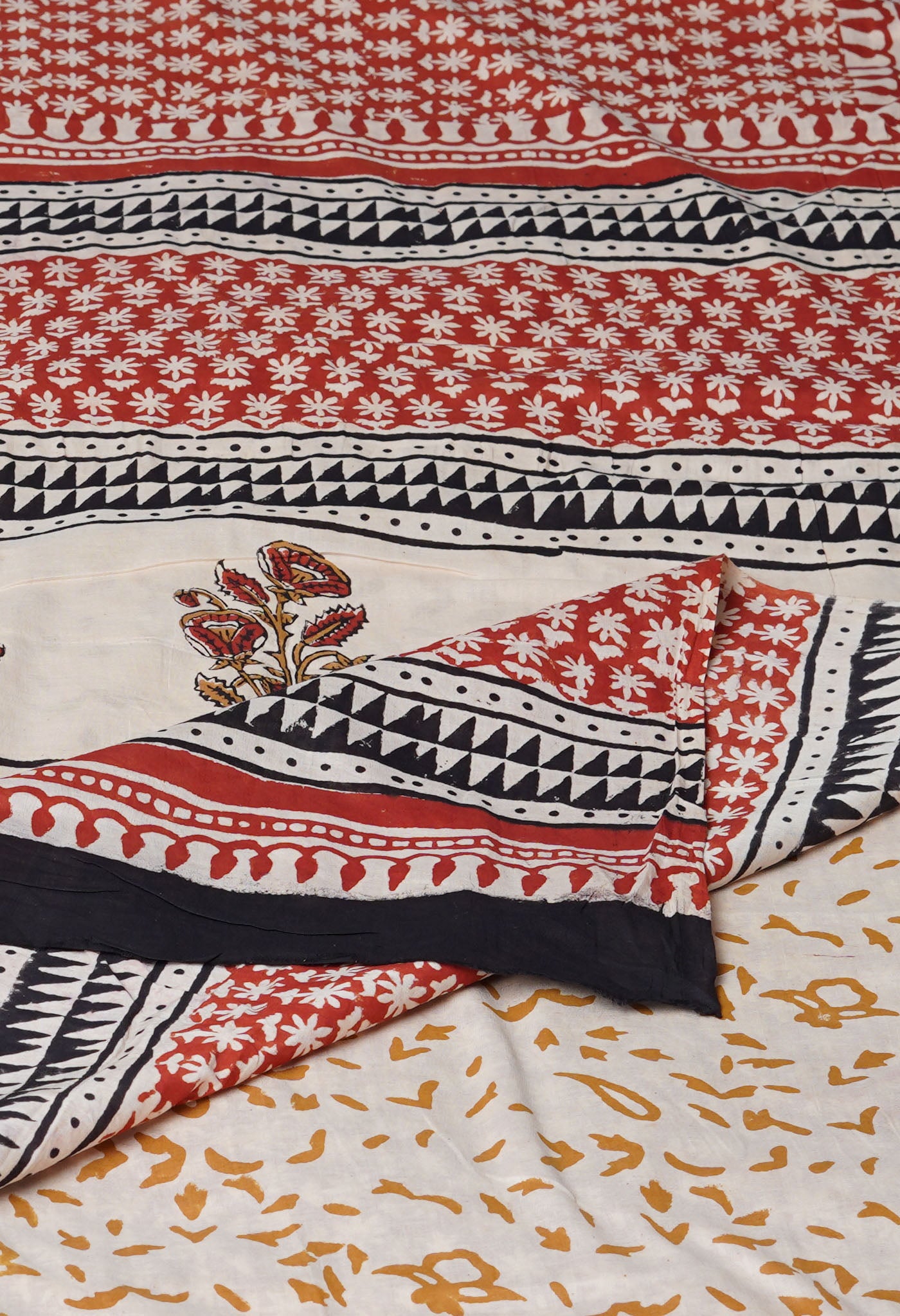 Red Pure Bargu Printed Superfine Mulmul Cotton Saree