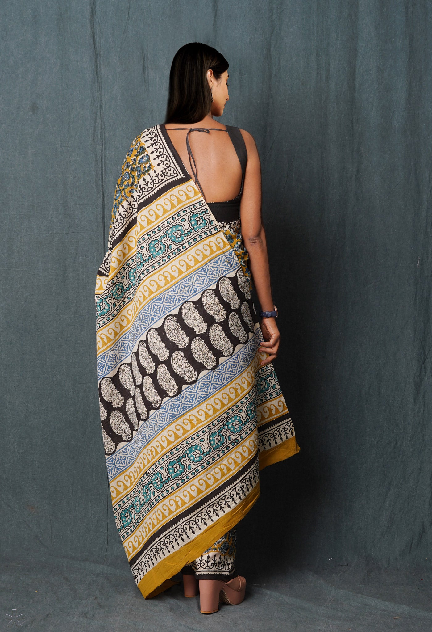 Brown Pure Kalamkari Printed Superfine Mulmul Cotton Saree