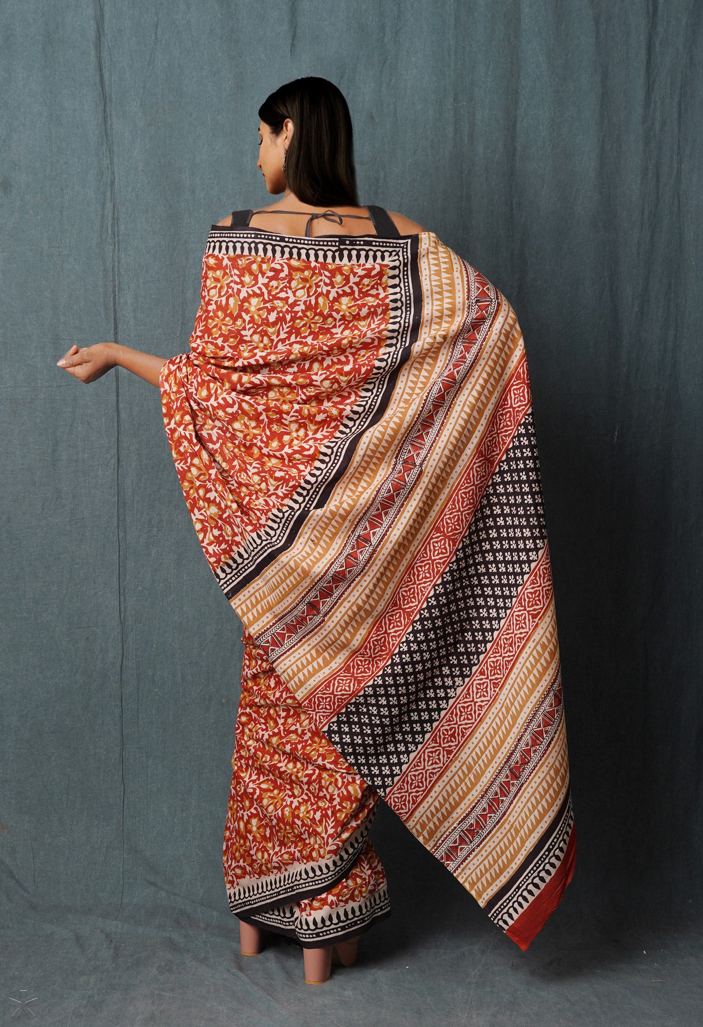 Red Pure Kalamkari Printed Superfine Mulmul Cotton Saree