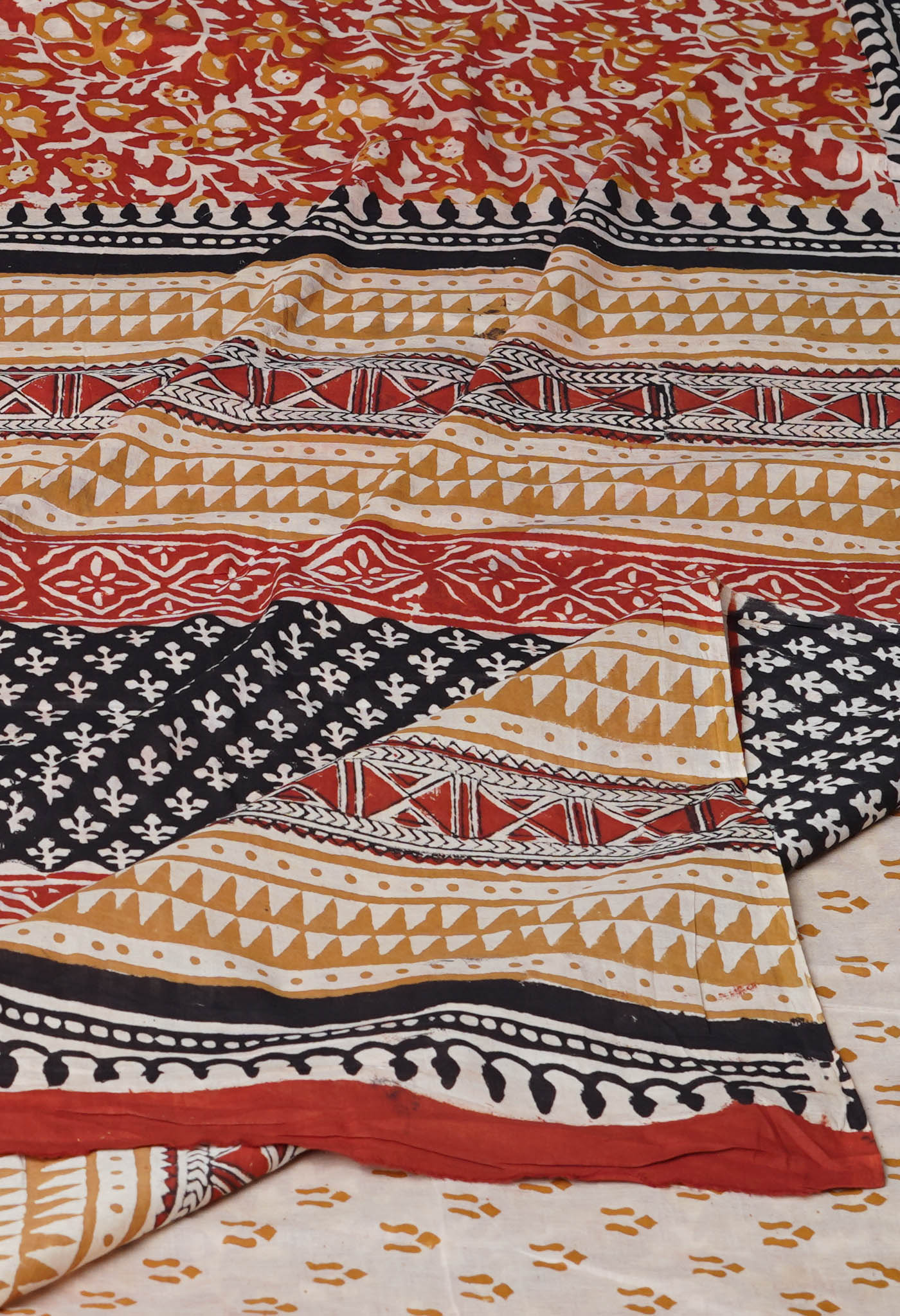 Red Pure Kalamkari Printed Superfine Mulmul Cotton Saree