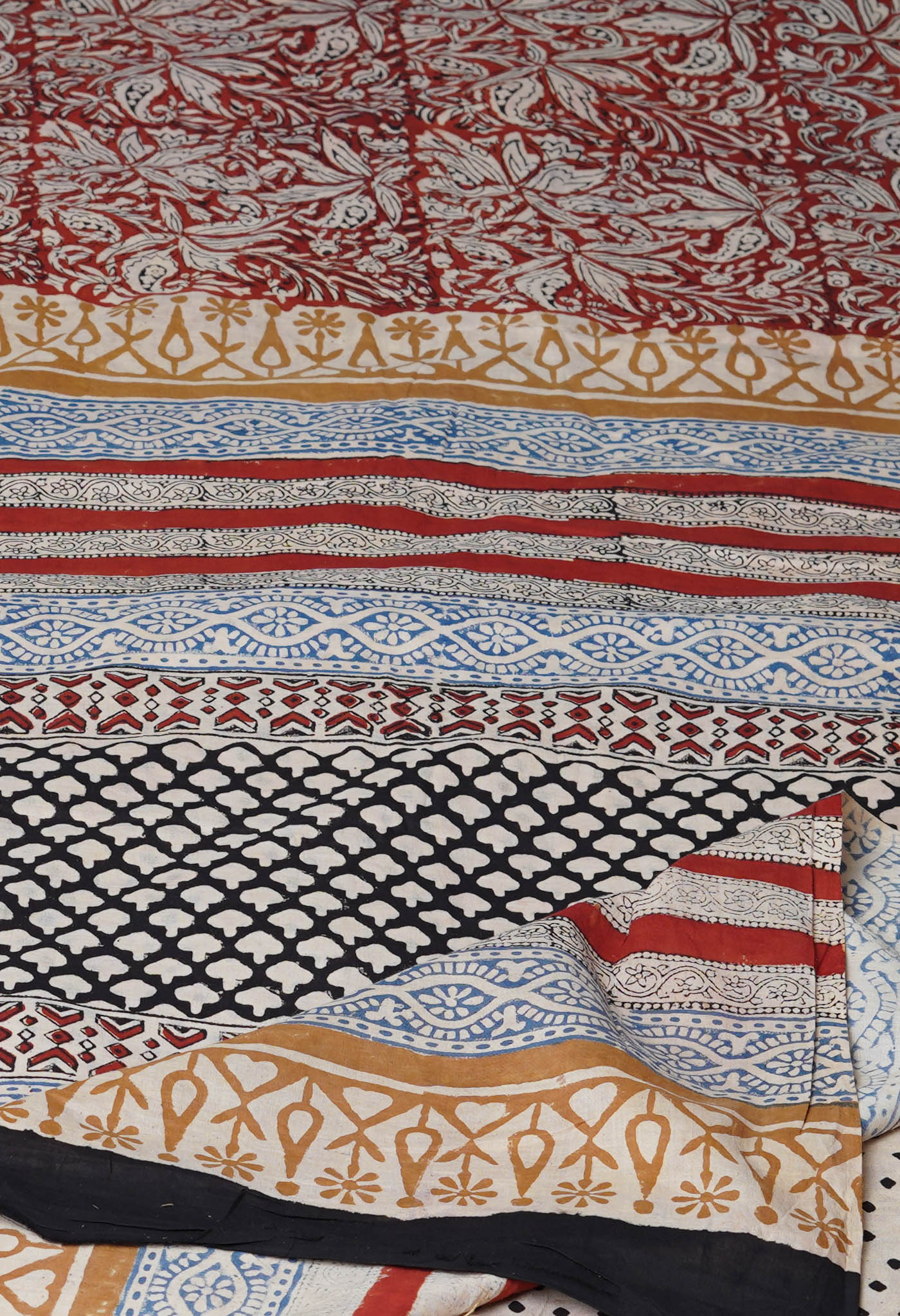 Red Pure Kalamkari Printed Superfine Mulmul Cotton Saree
